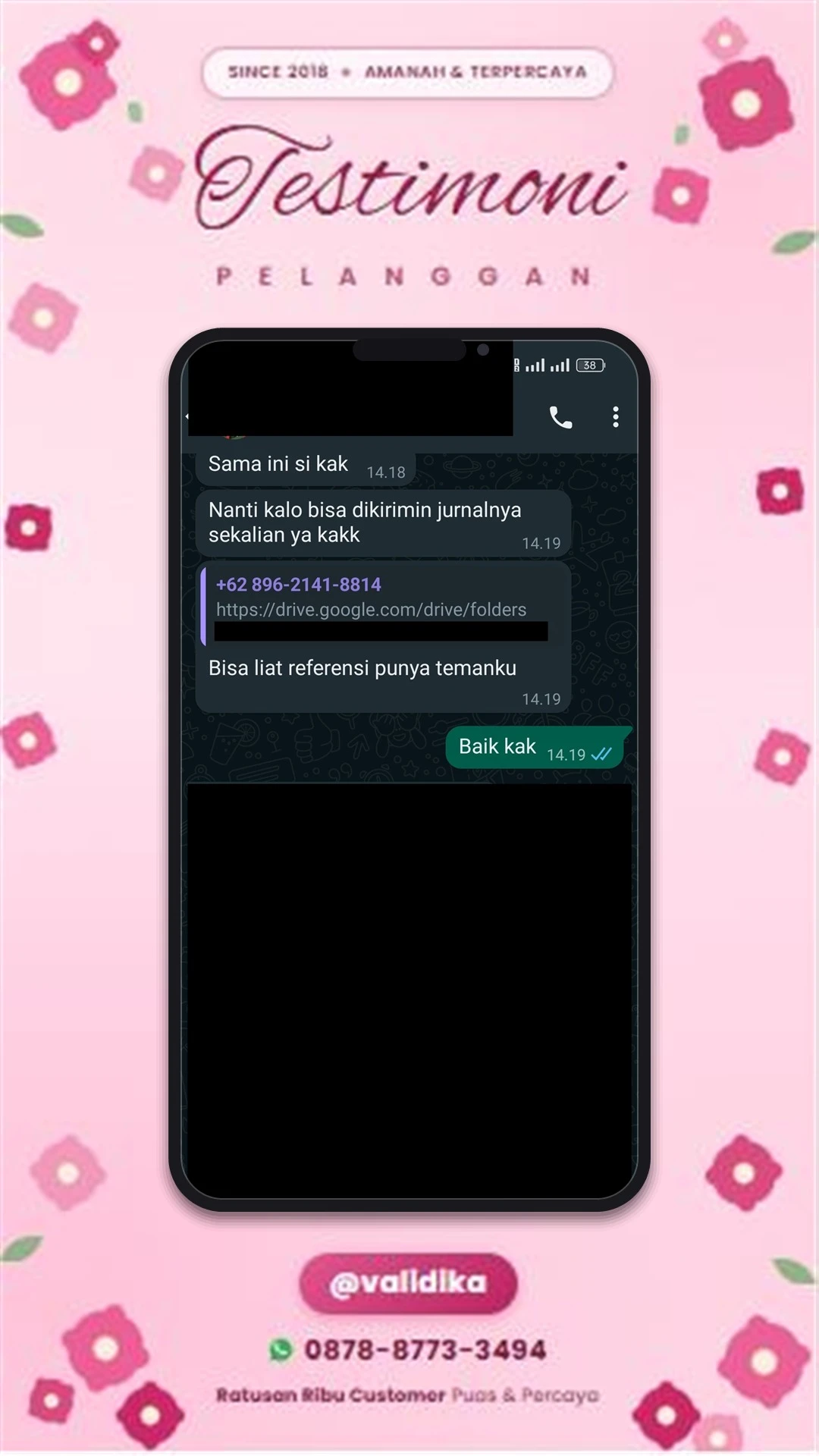 Bukti testimoni pelanggan