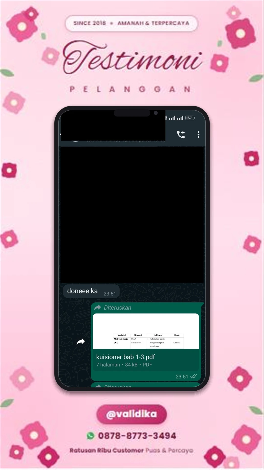 Bukti testimoni pelanggan