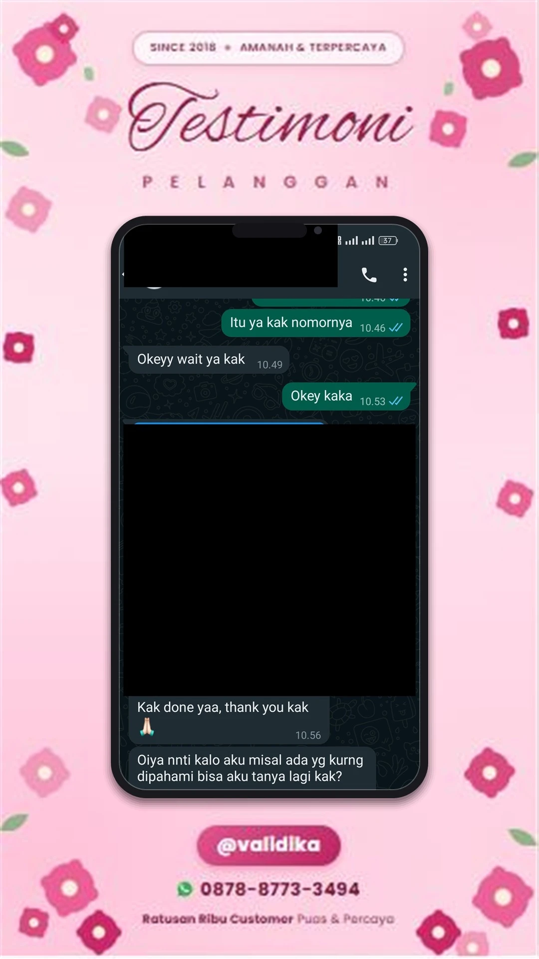 Bukti testimoni pelanggan