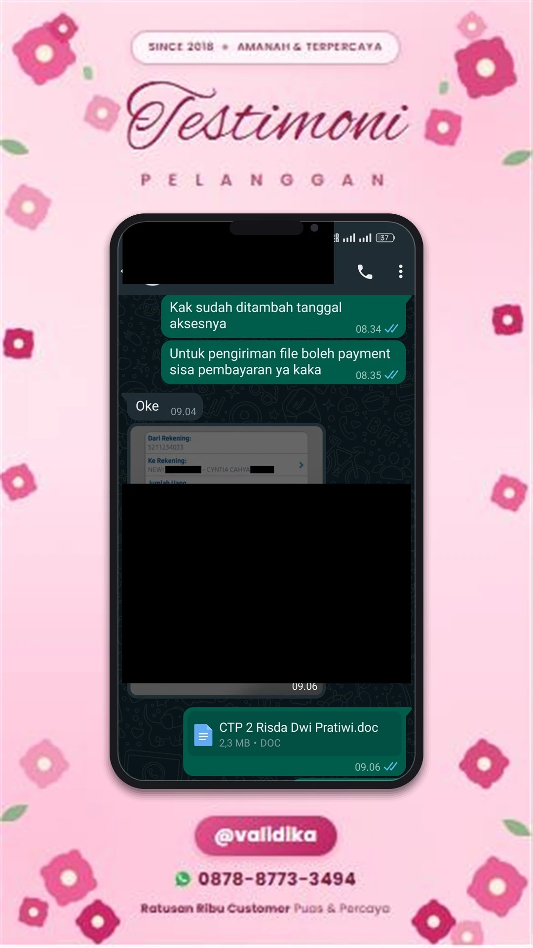 Bukti testimoni pelanggan