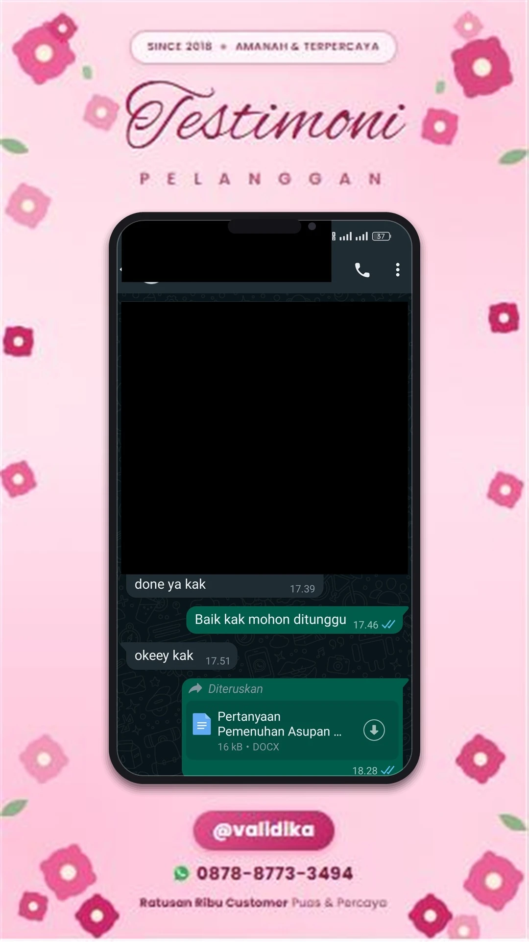 Bukti testimoni pelanggan