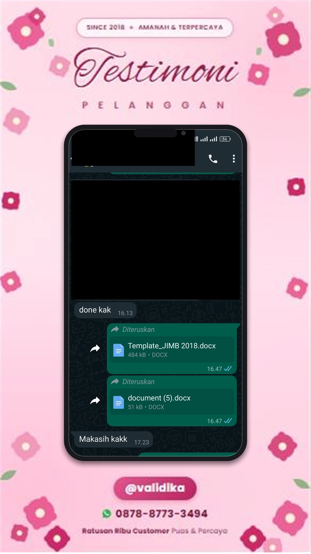 Bukti testimoni pelanggan