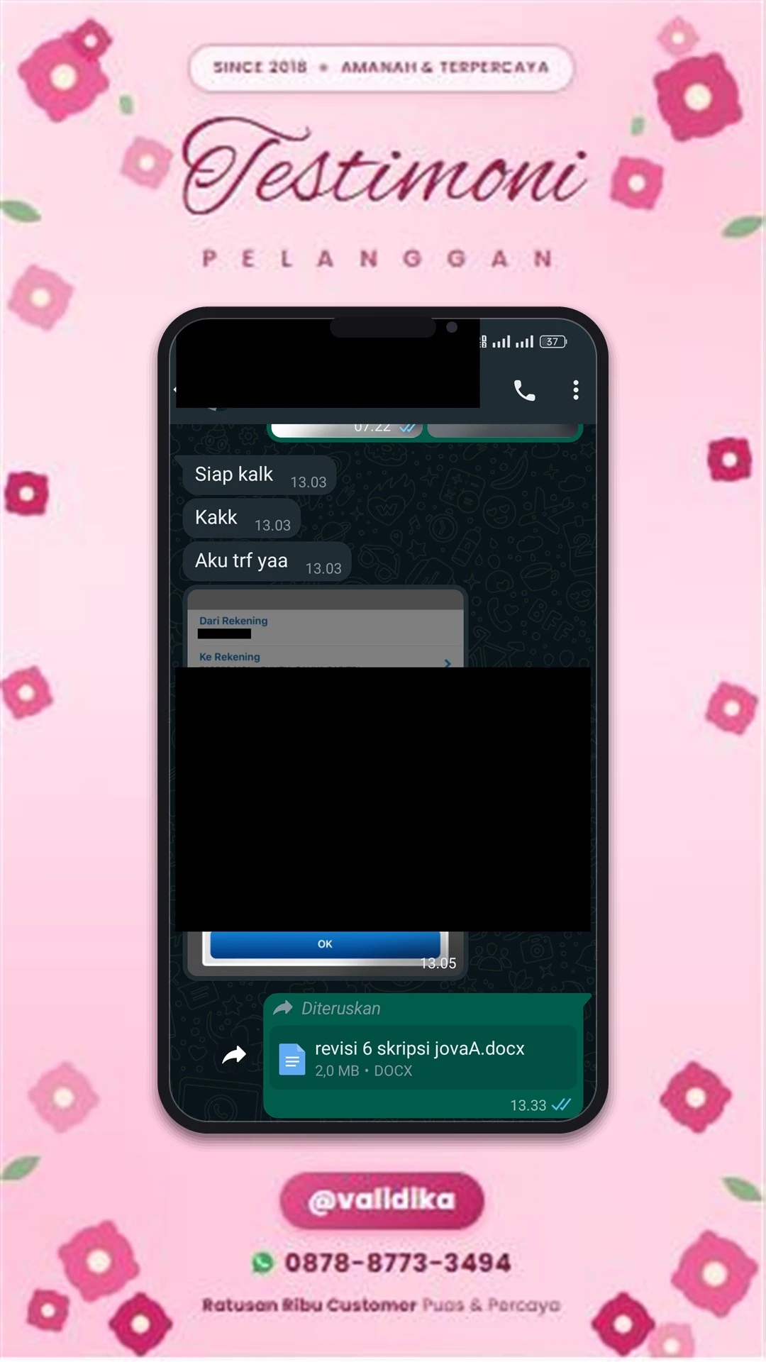 Bukti testimoni pelanggan