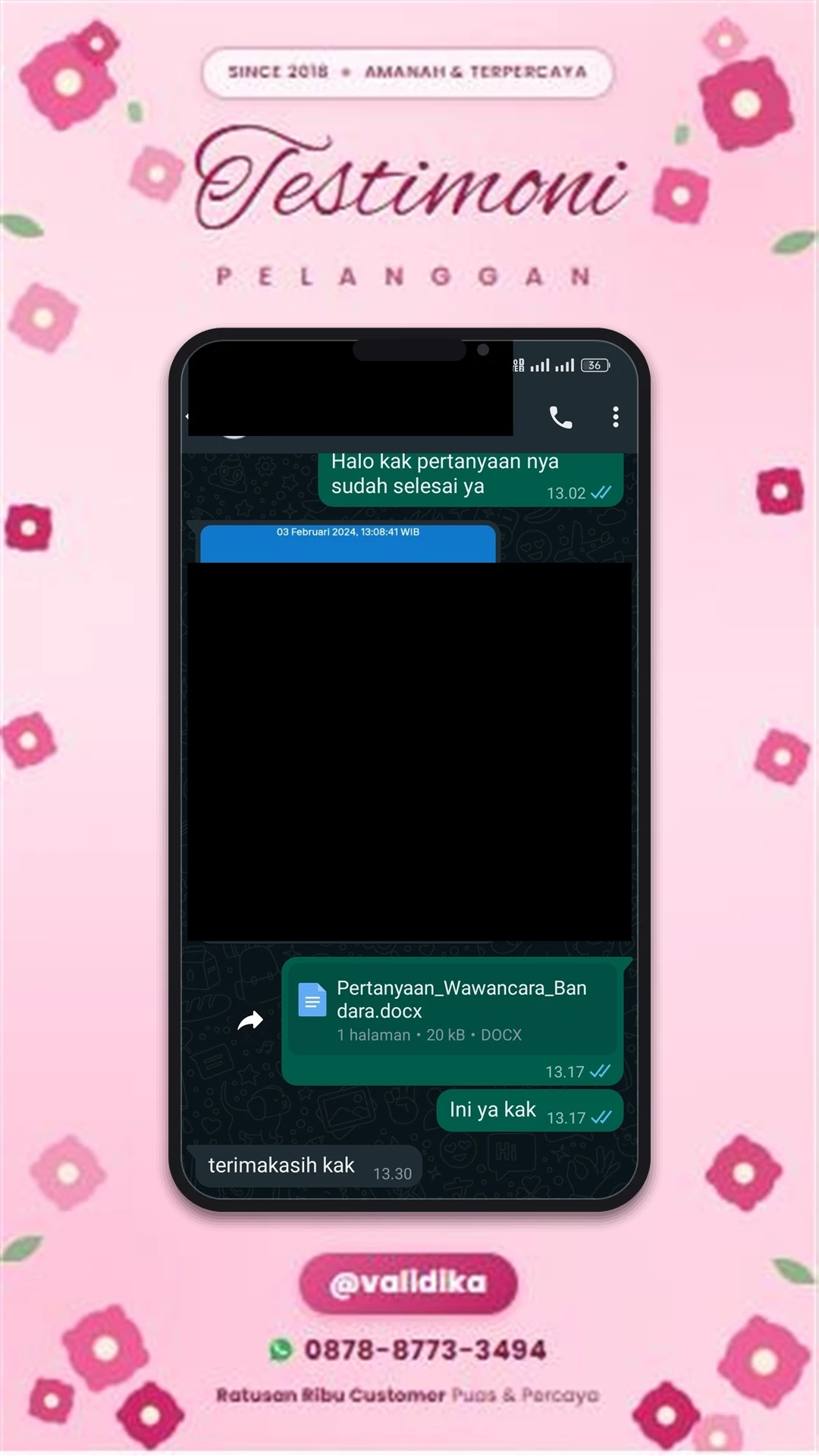Bukti testimoni pelanggan