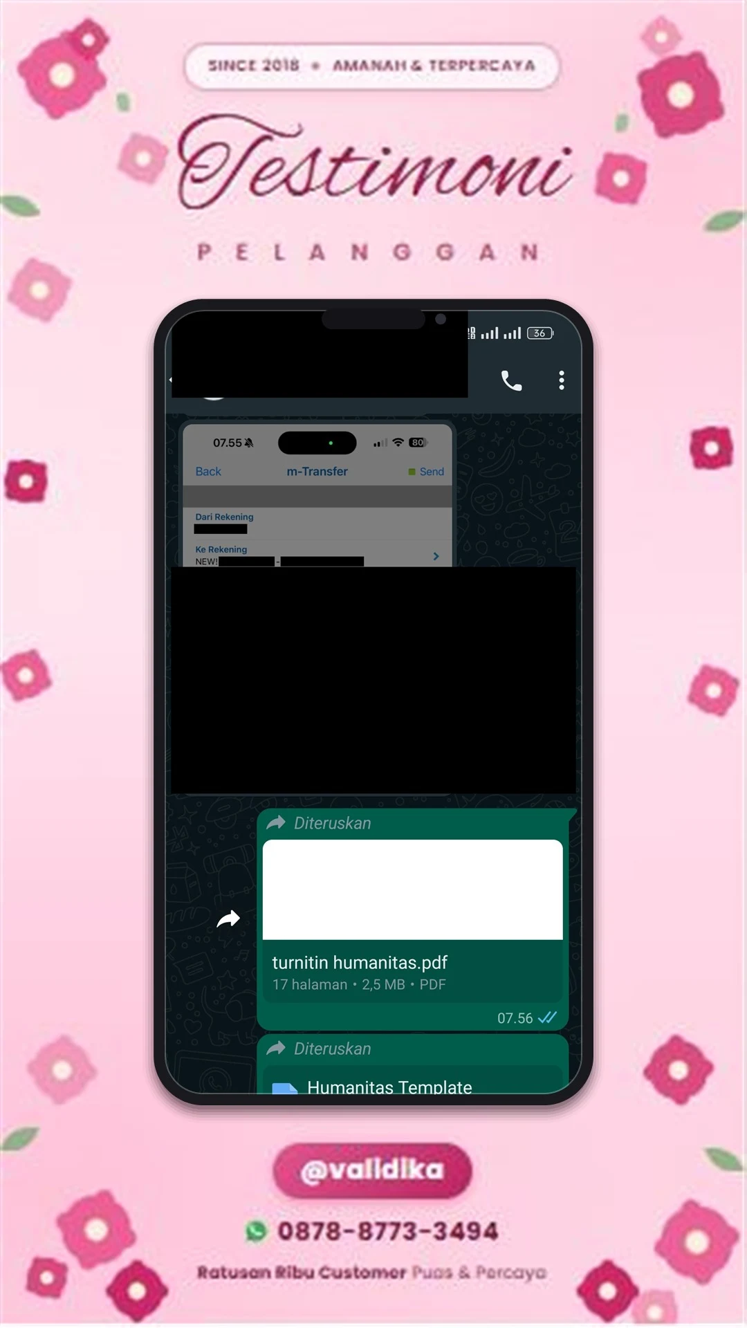 Bukti testimoni pelanggan