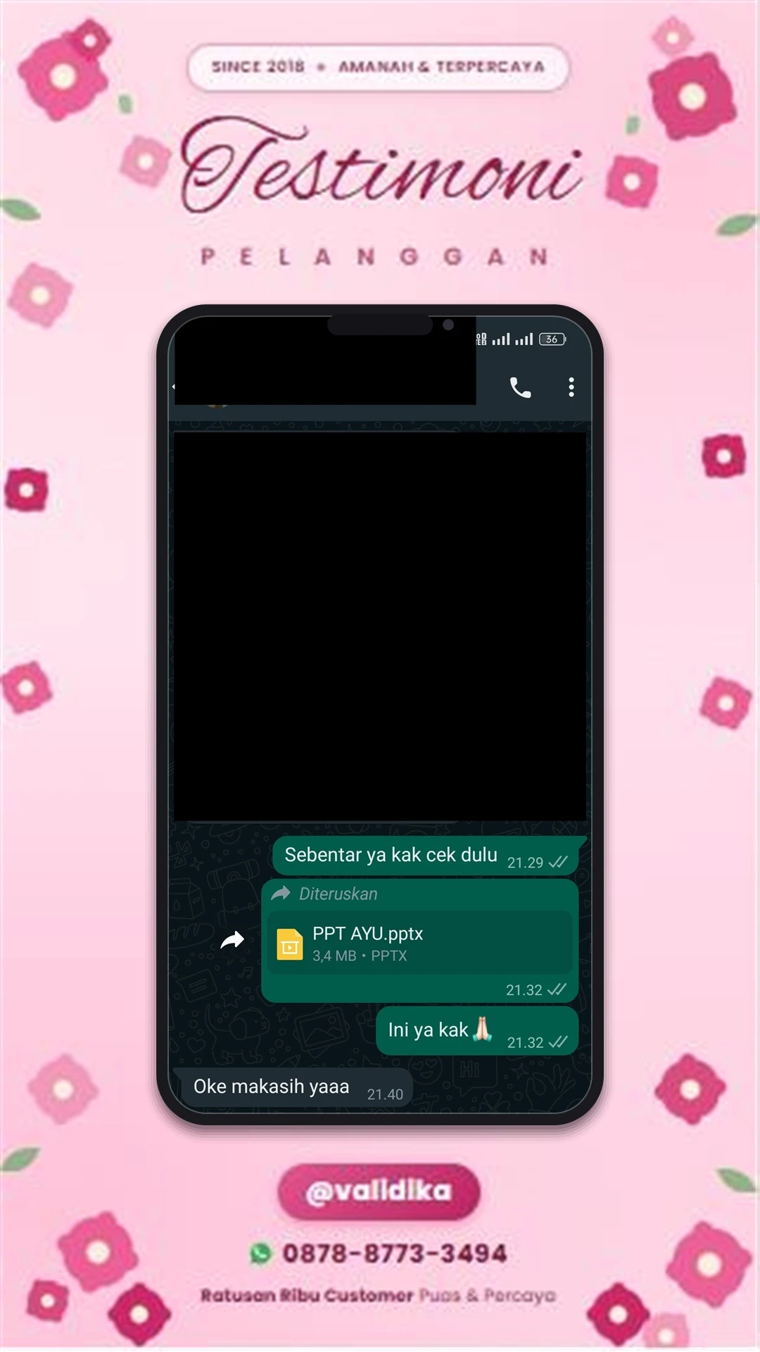 Bukti testimoni pelanggan
