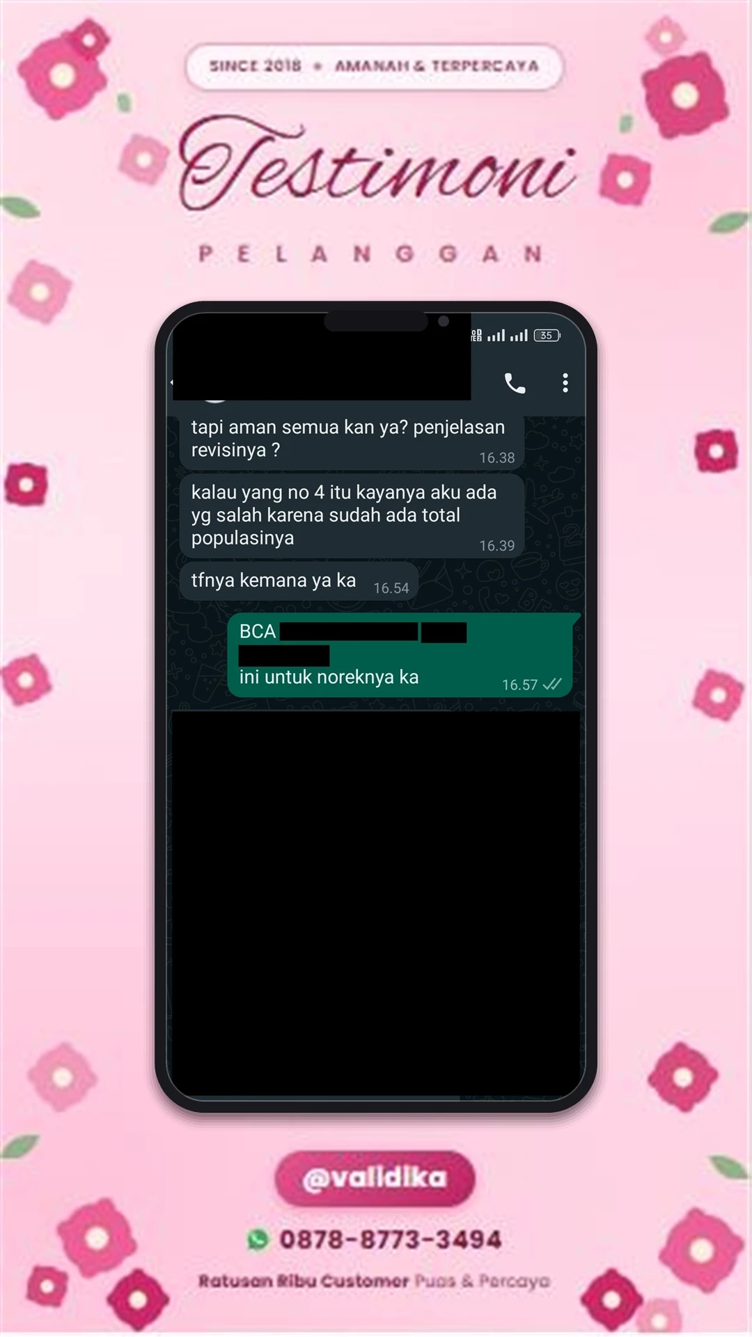 Bukti testimoni pelanggan