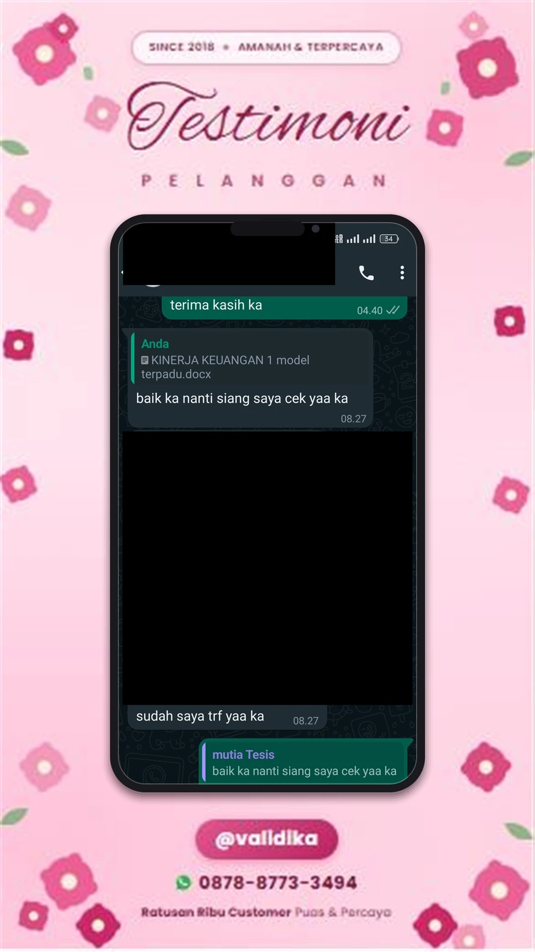 Bukti testimoni pelanggan