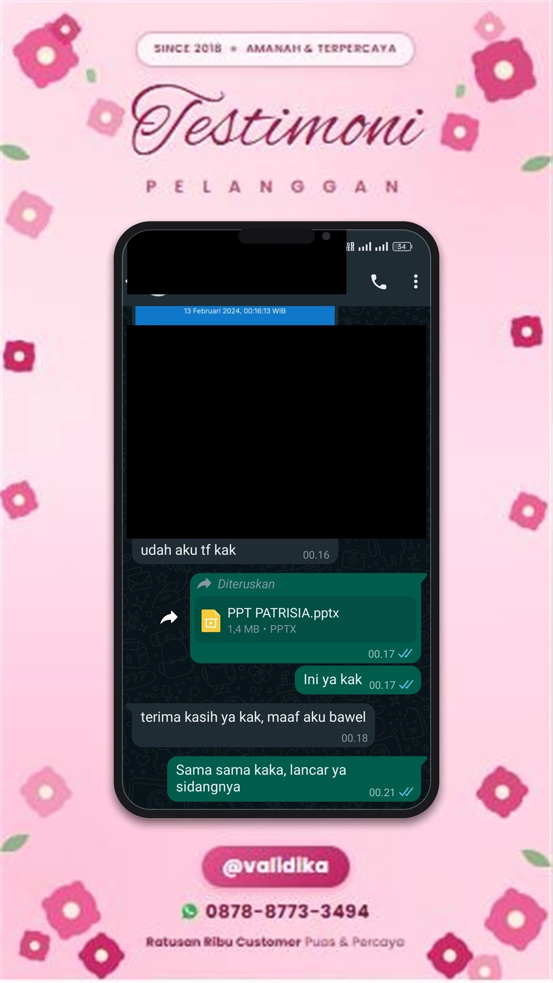 Bukti testimoni pelanggan