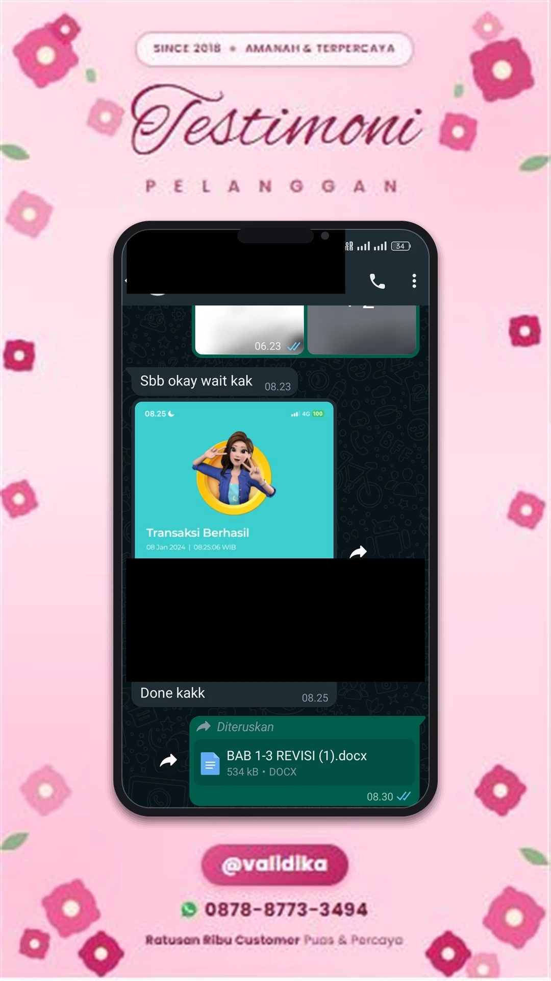 Bukti testimoni pelanggan