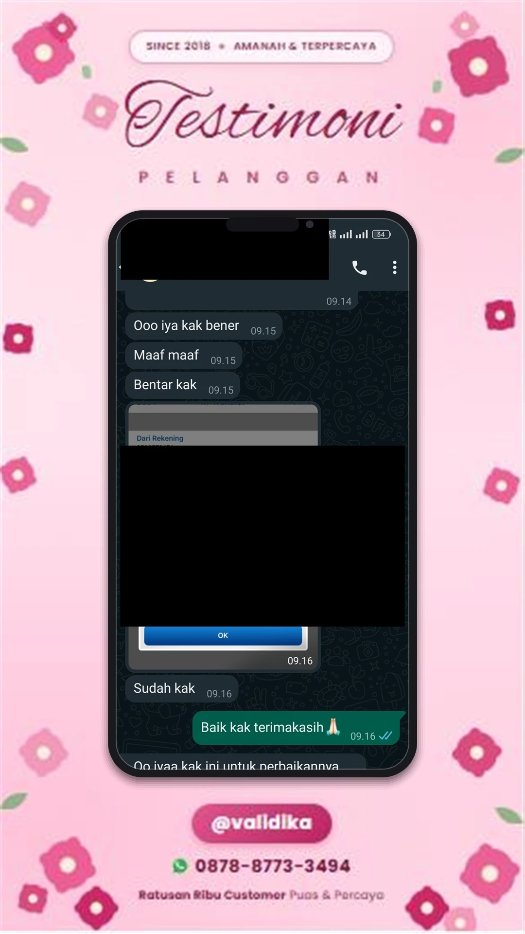 Bukti testimoni pelanggan