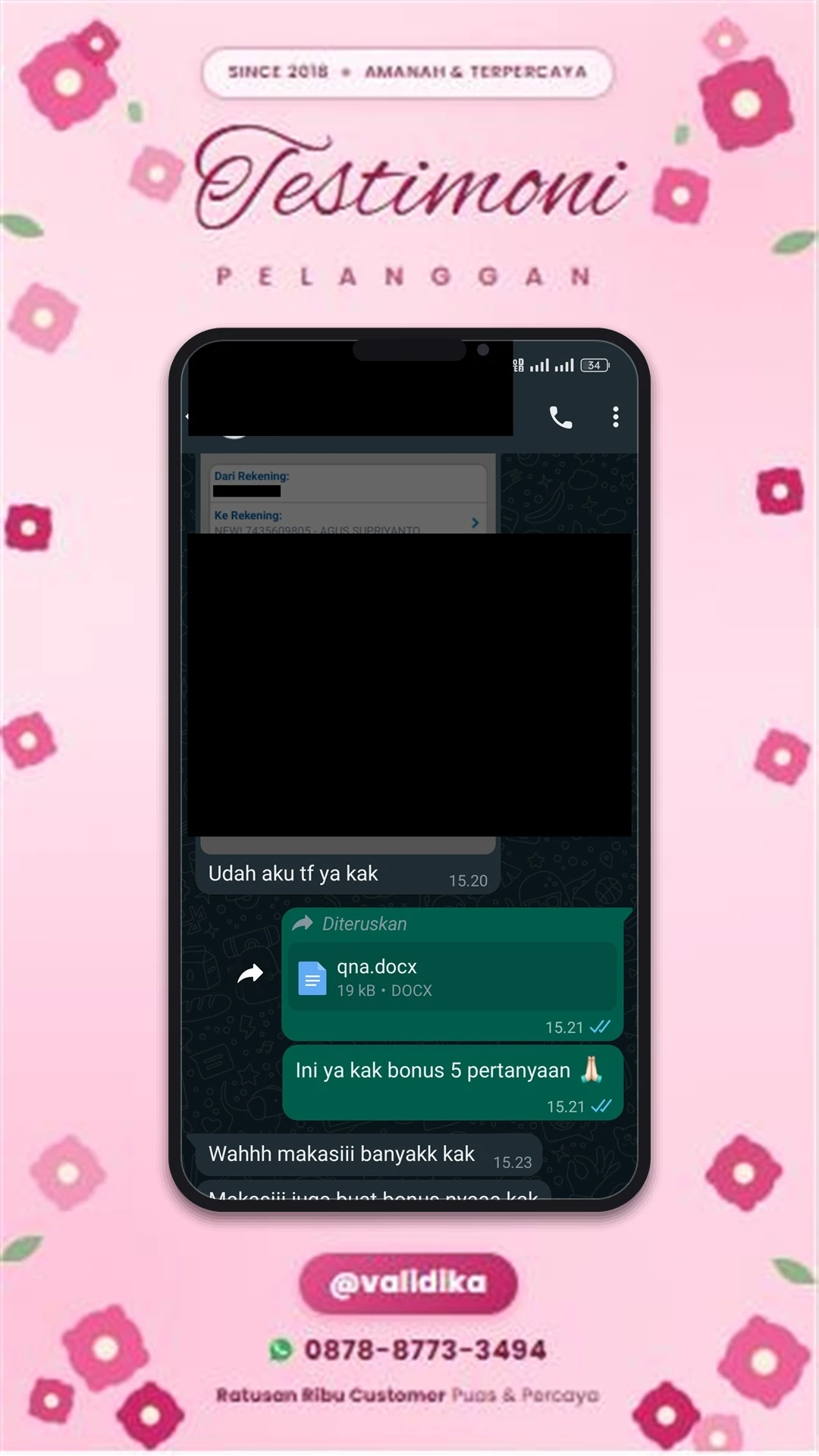 Bukti testimoni pelanggan