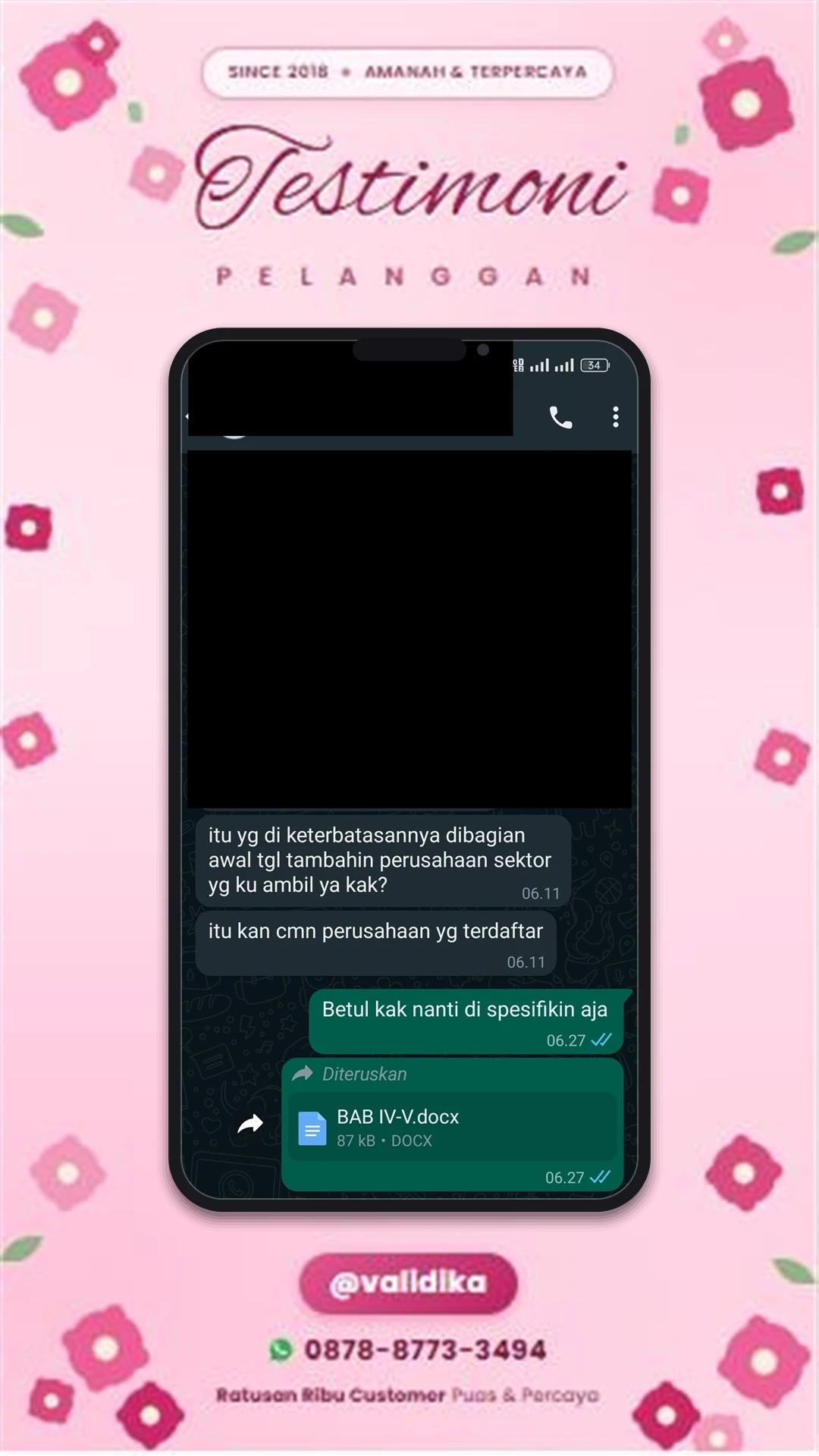 Bukti testimoni pelanggan