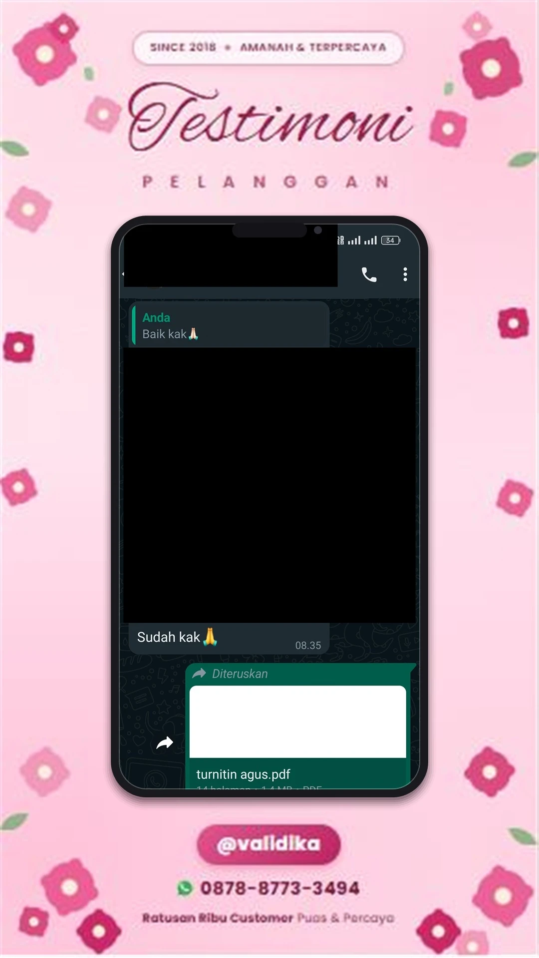 Bukti testimoni pelanggan