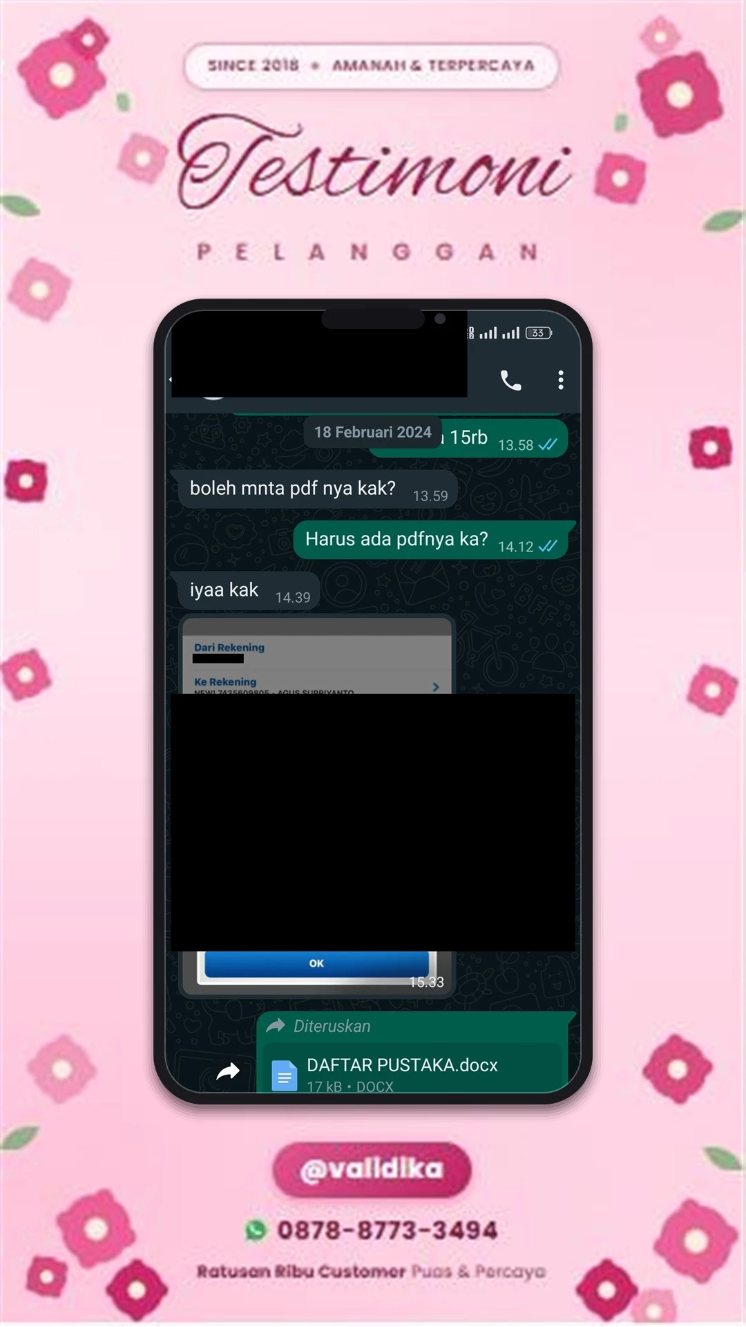 Bukti testimoni pelanggan