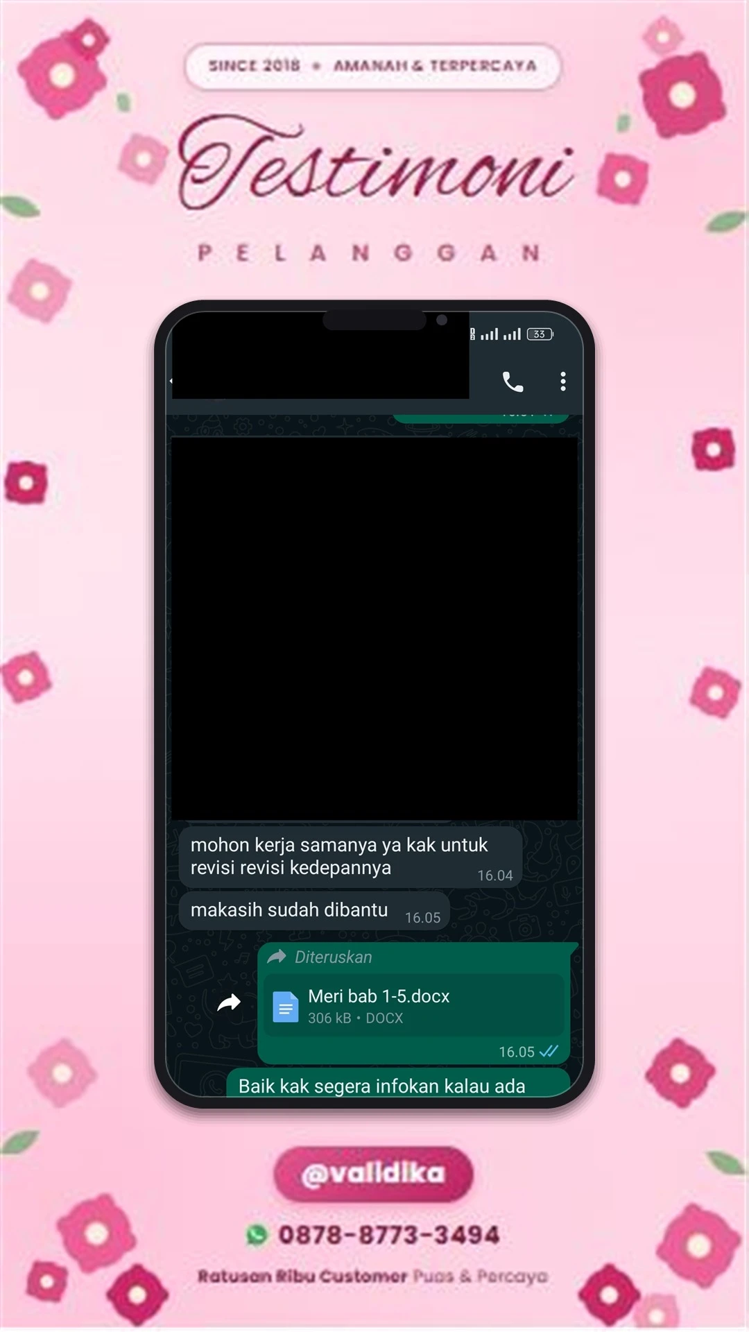 Bukti testimoni pelanggan