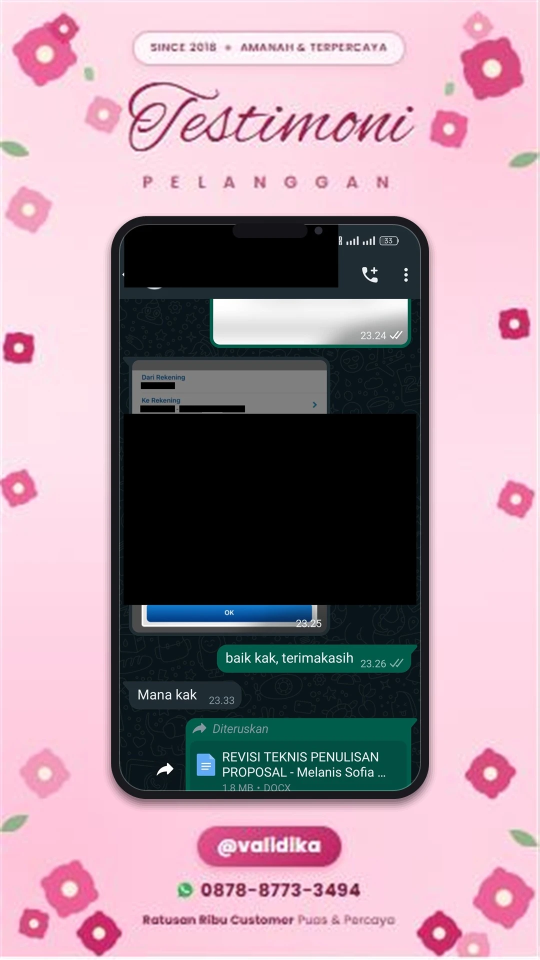 Bukti testimoni pelanggan