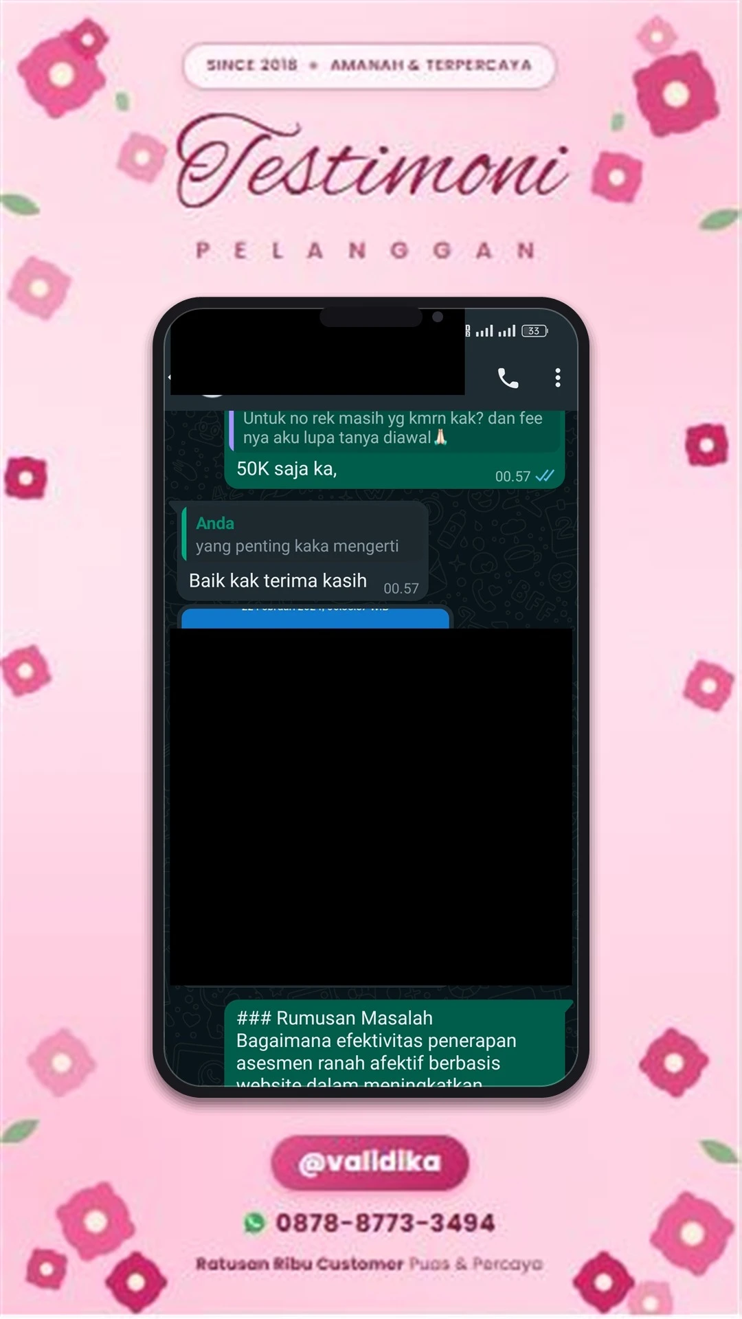 Bukti testimoni pelanggan