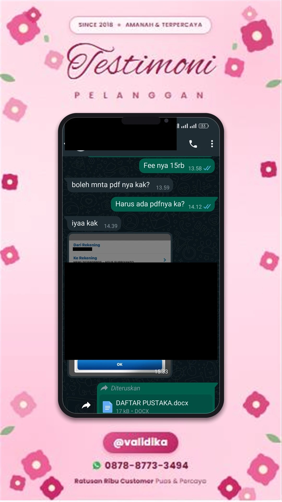 Bukti testimoni pelanggan