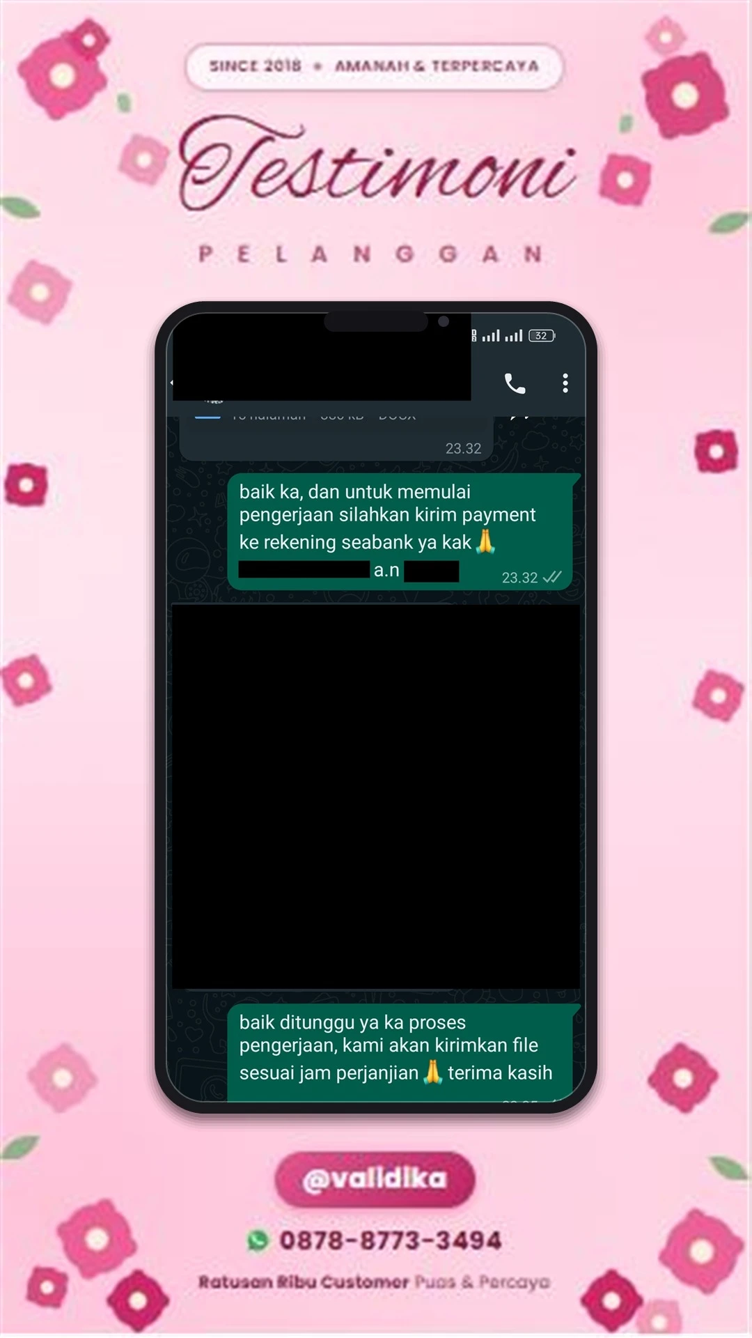 Bukti testimoni pelanggan