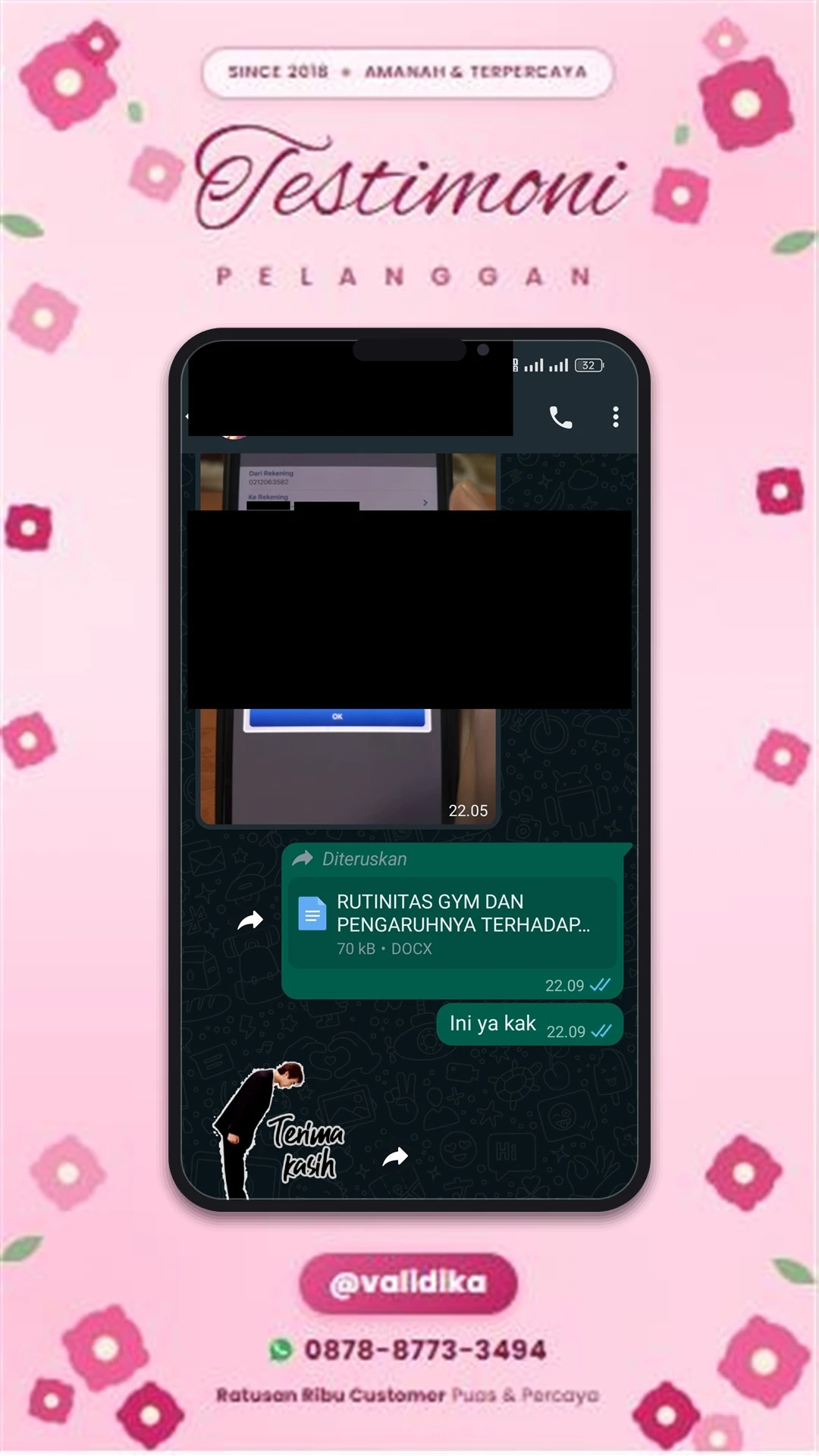 Bukti testimoni pelanggan