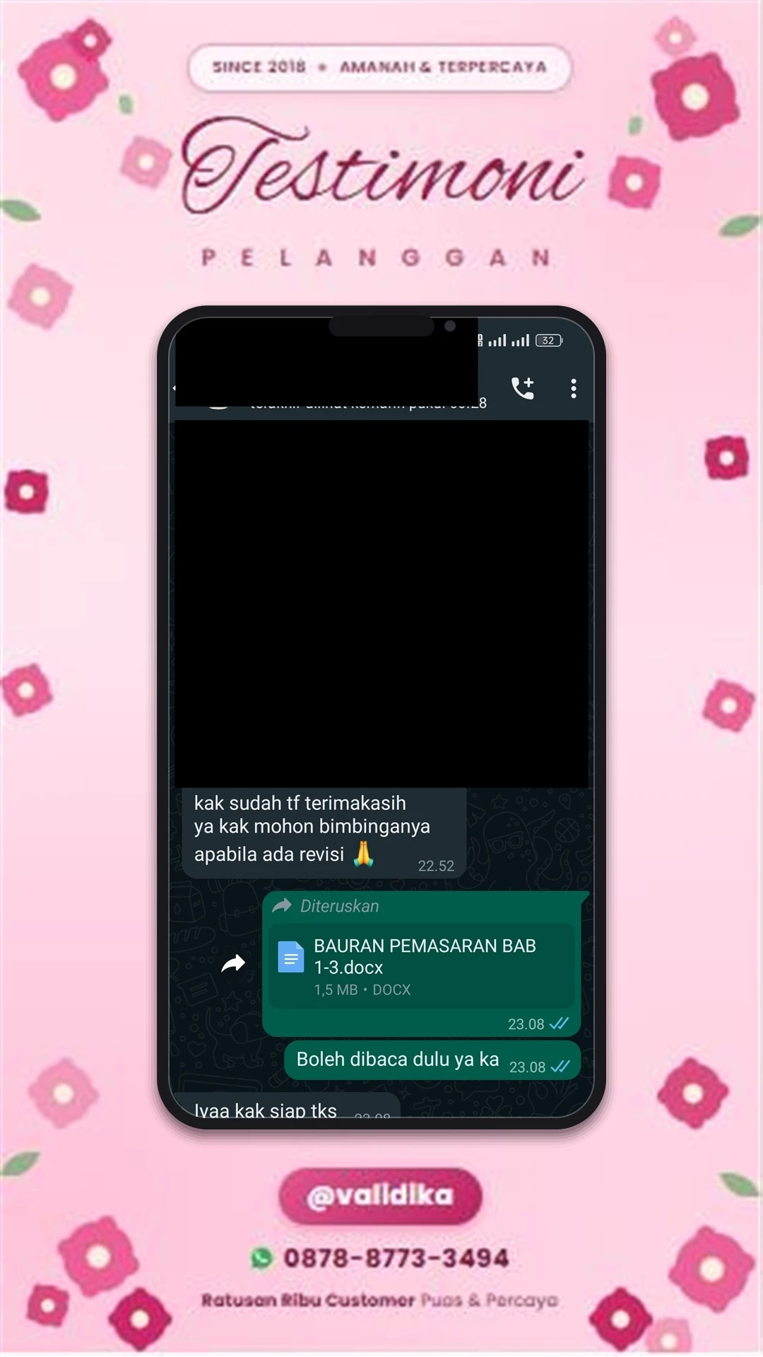Bukti testimoni pelanggan