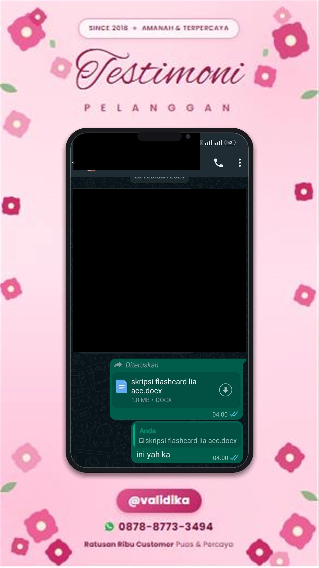 Bukti testimoni pelanggan