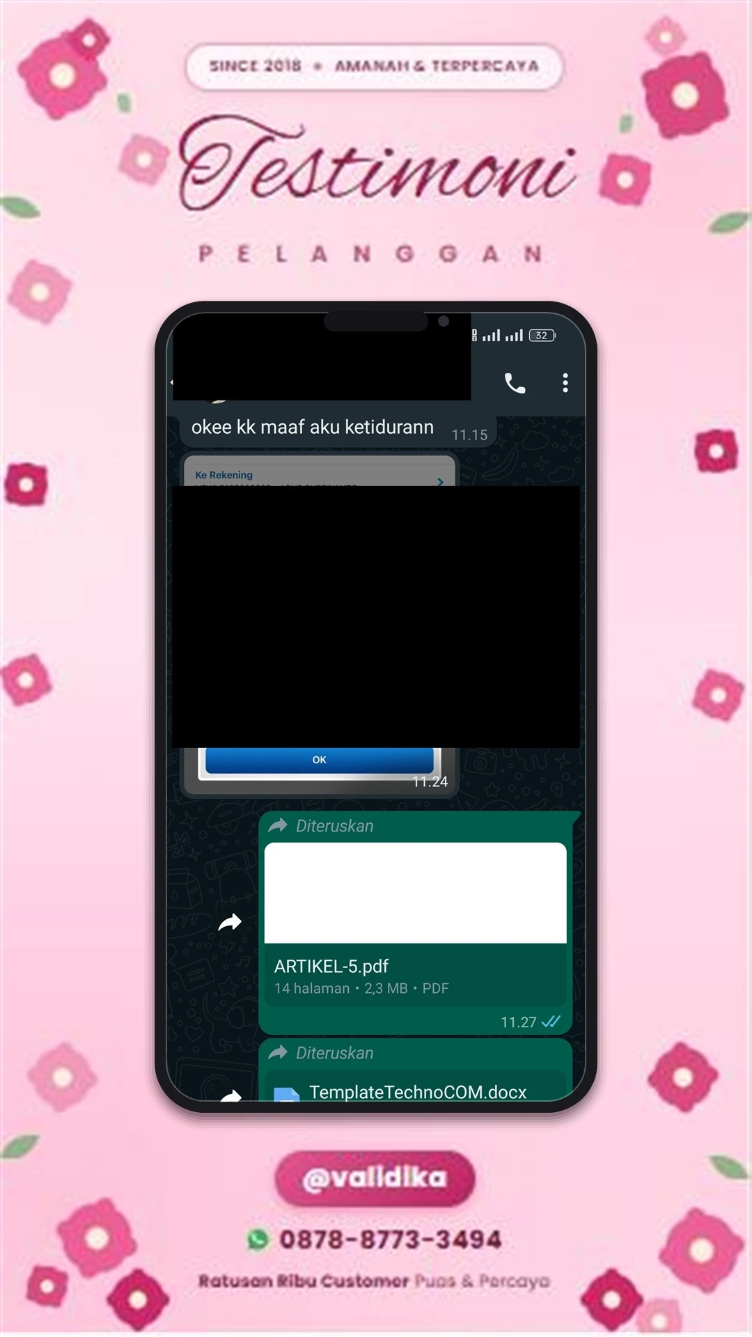 Bukti testimoni pelanggan
