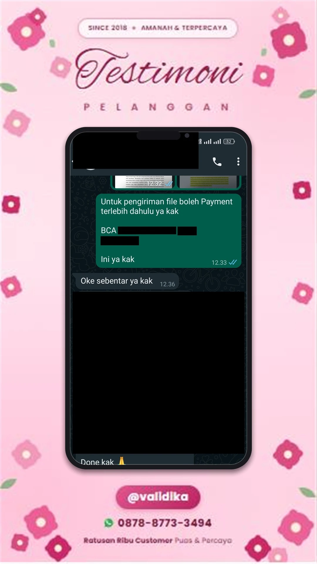 Bukti testimoni pelanggan