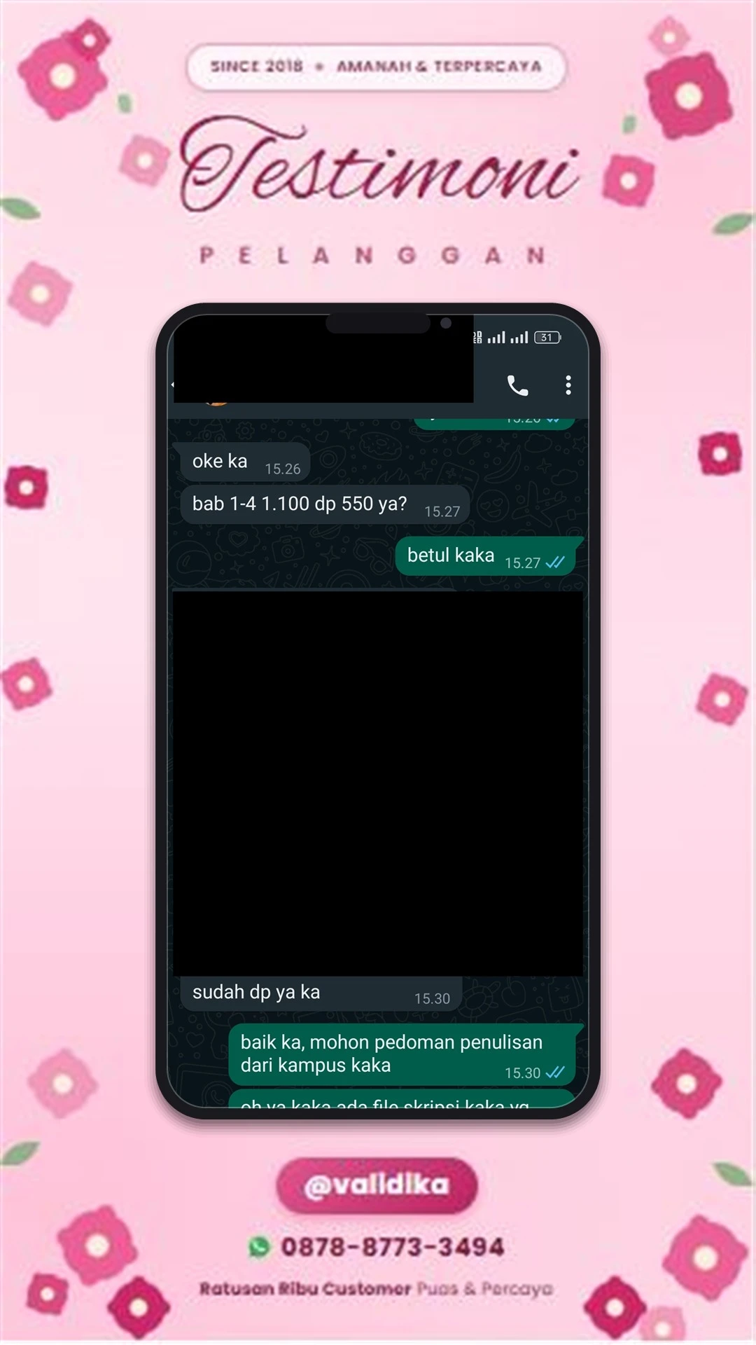 Bukti testimoni pelanggan