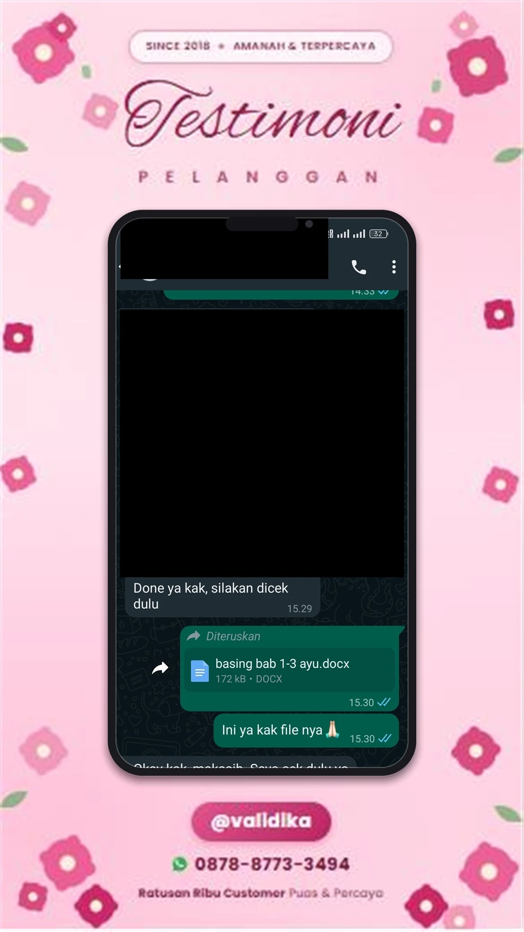 Bukti testimoni pelanggan