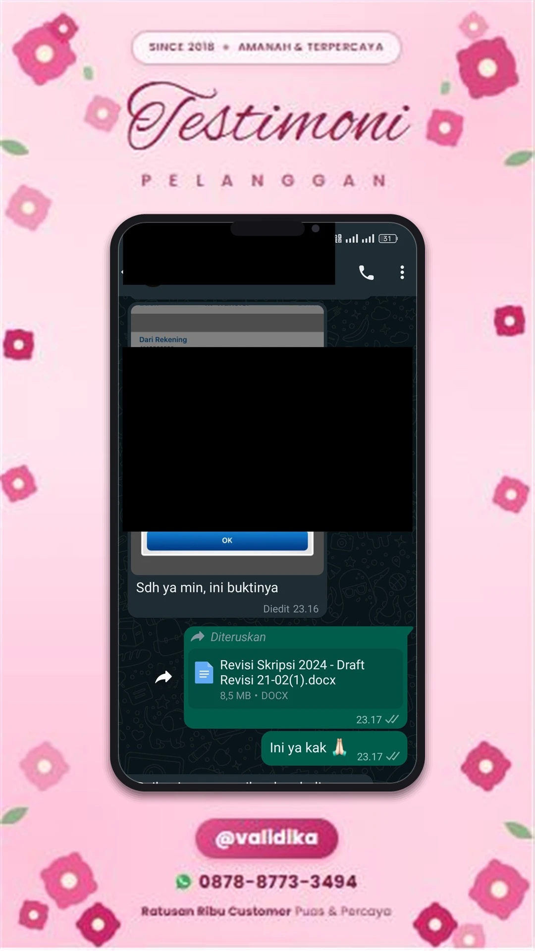 Bukti testimoni pelanggan