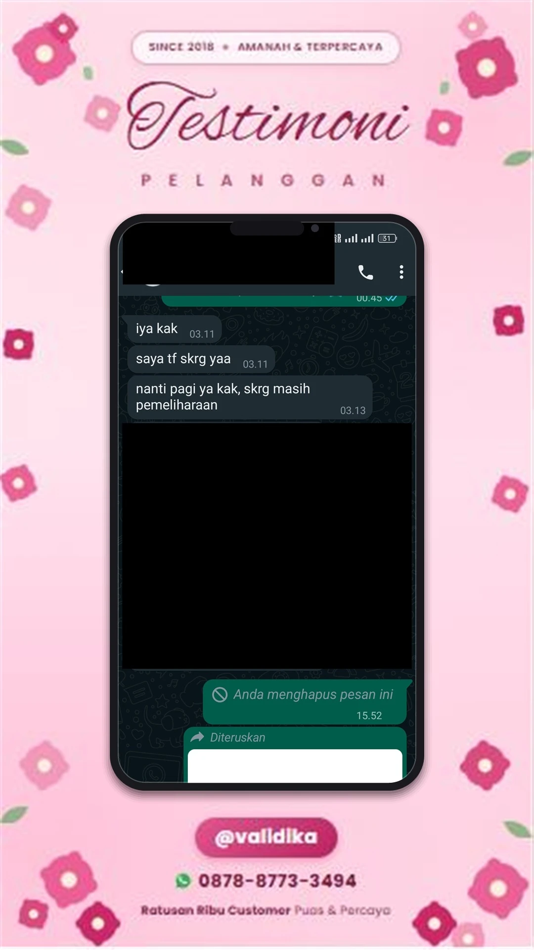 Bukti testimoni pelanggan