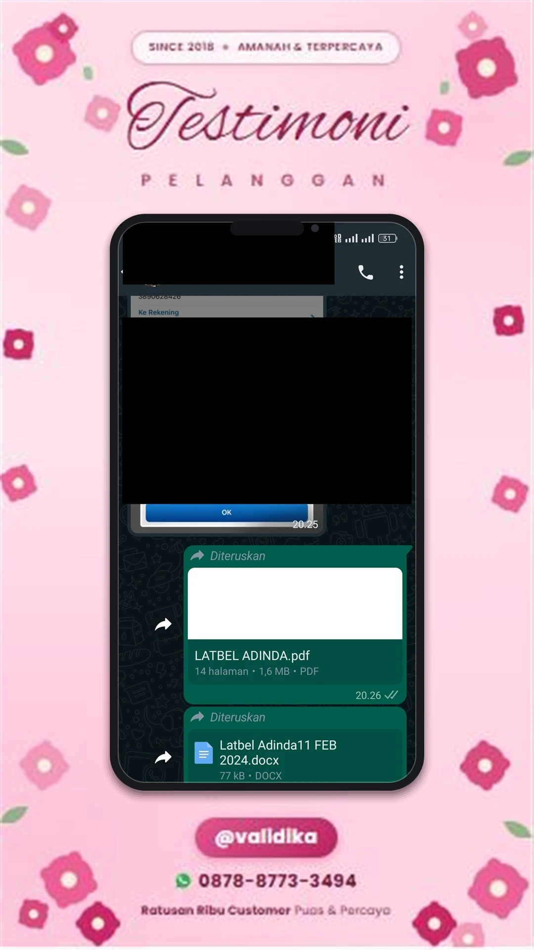 Bukti testimoni pelanggan