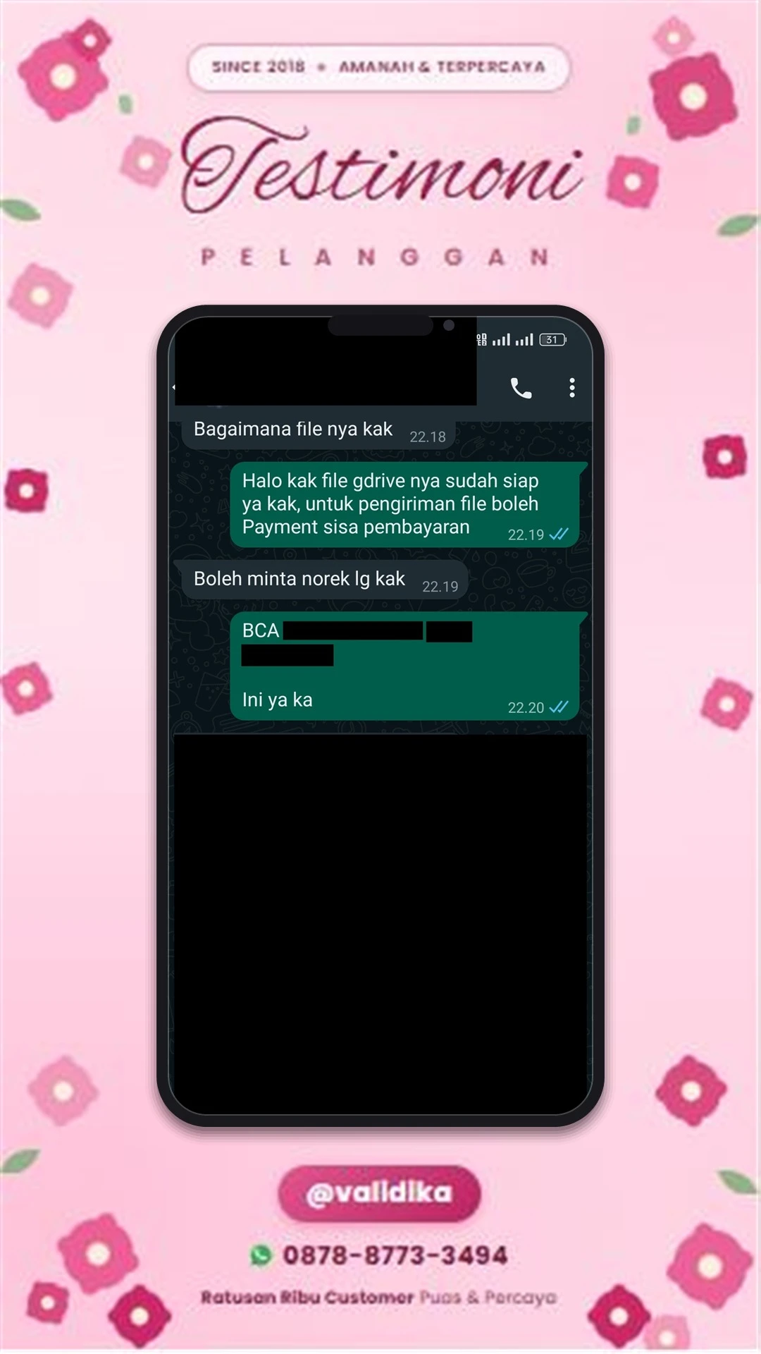 Bukti testimoni pelanggan
