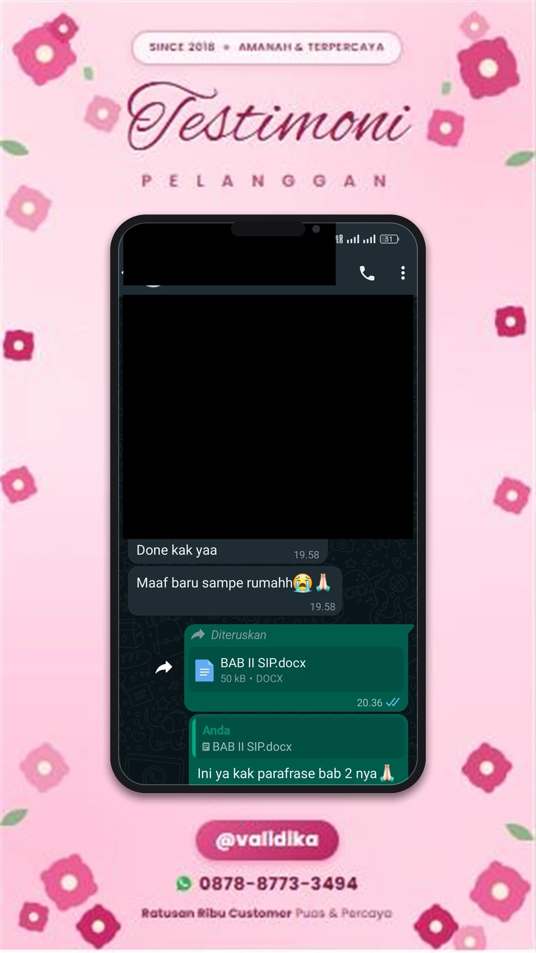 Bukti testimoni pelanggan
