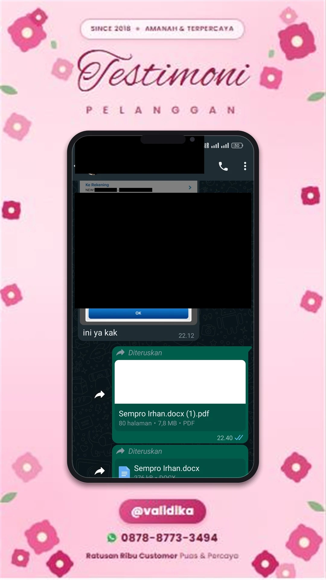 Bukti testimoni pelanggan