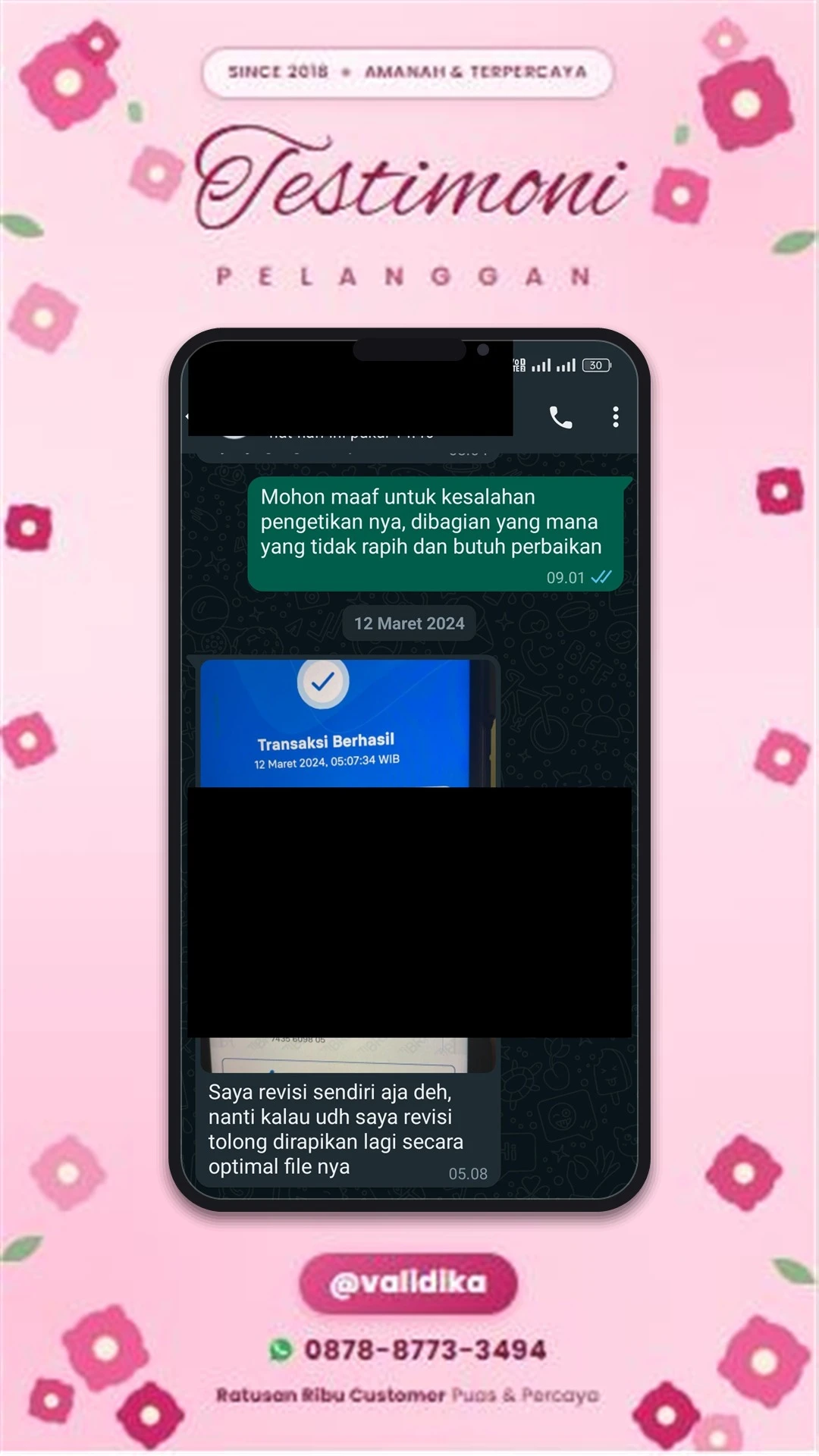 Bukti testimoni pelanggan