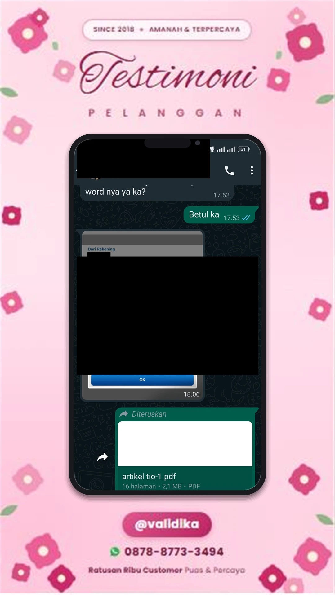 Bukti testimoni pelanggan