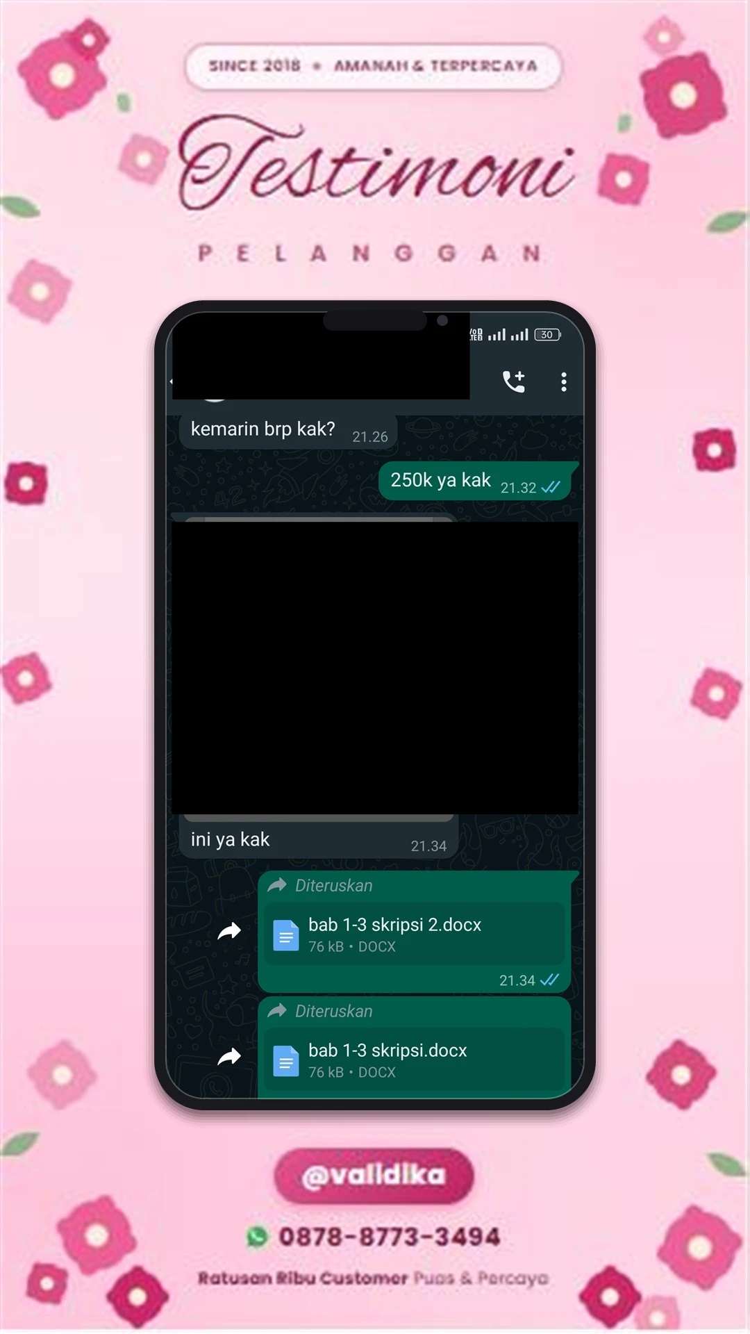 Bukti testimoni pelanggan