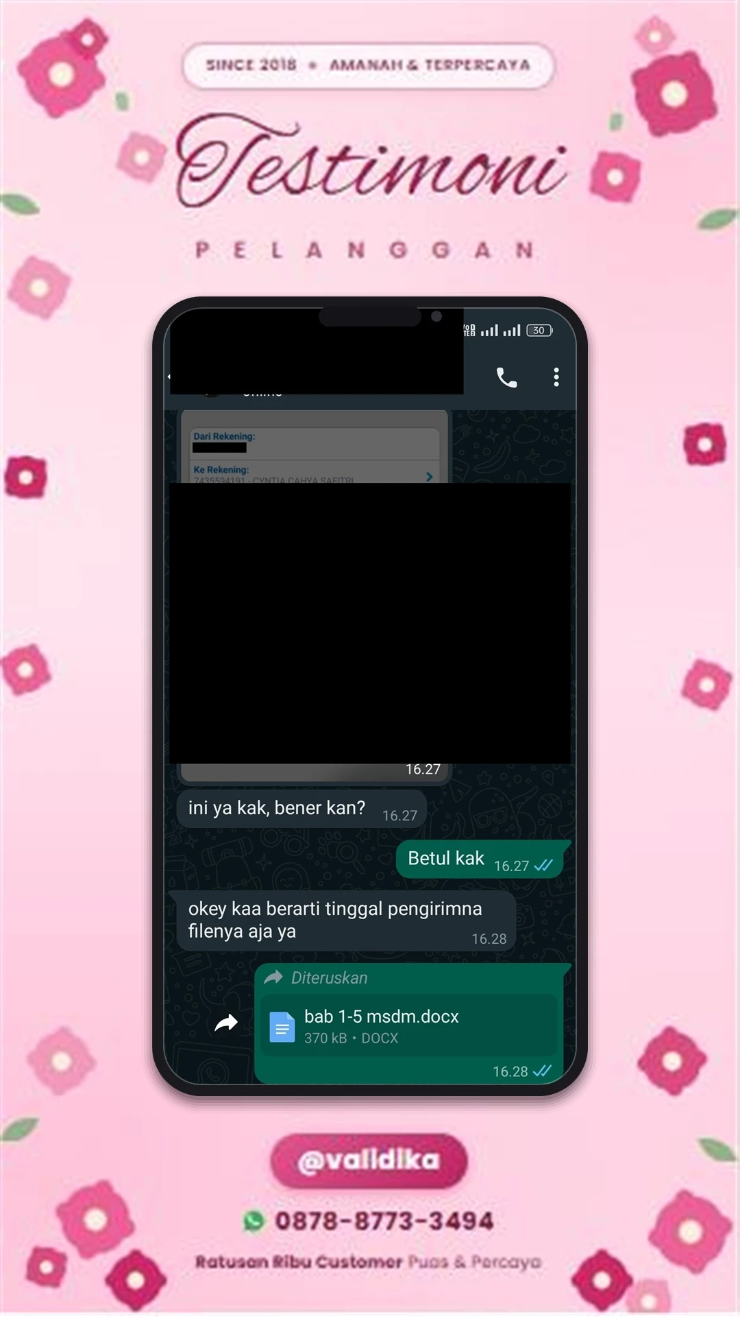 Bukti testimoni pelanggan