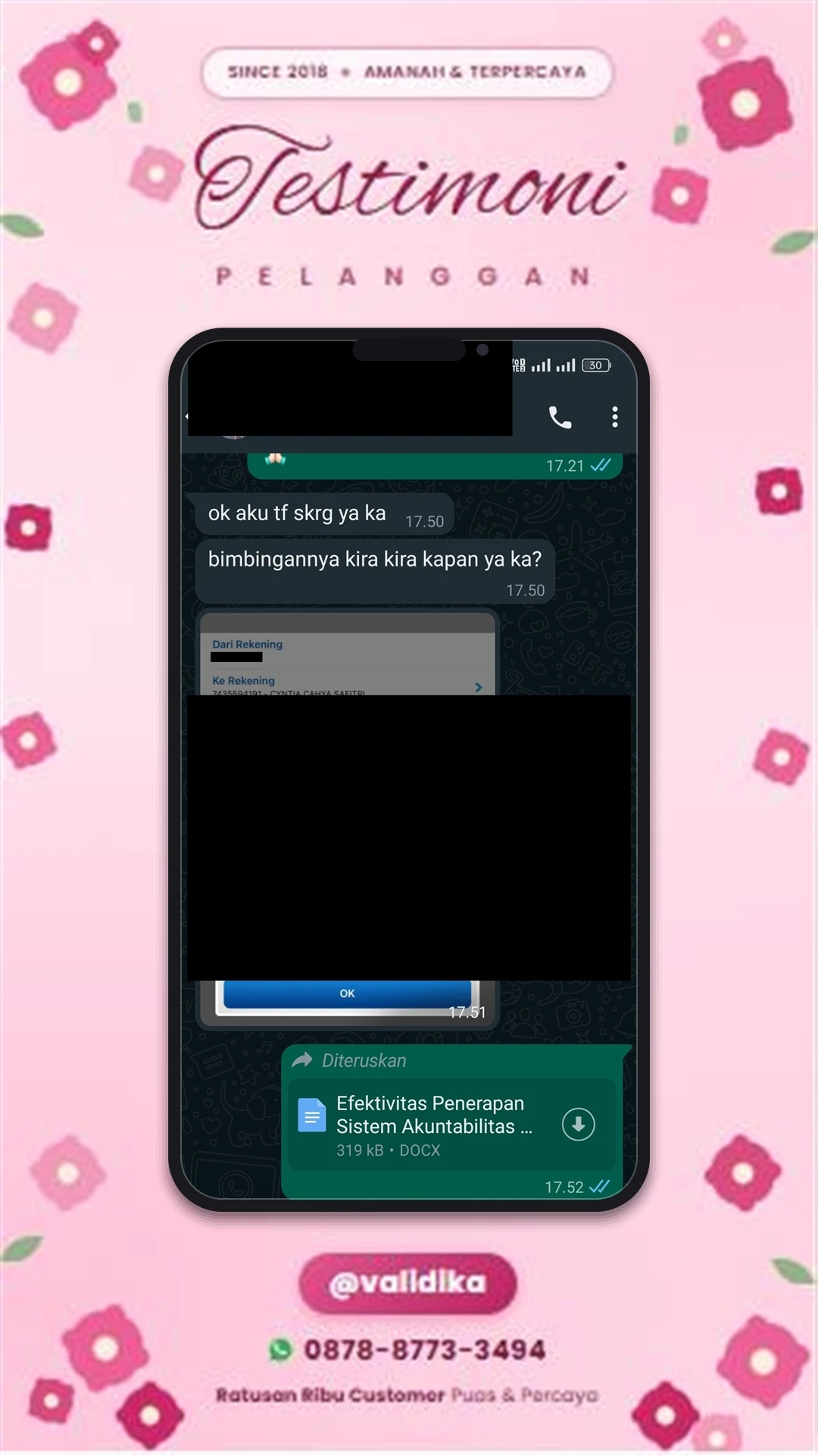 Bukti testimoni pelanggan