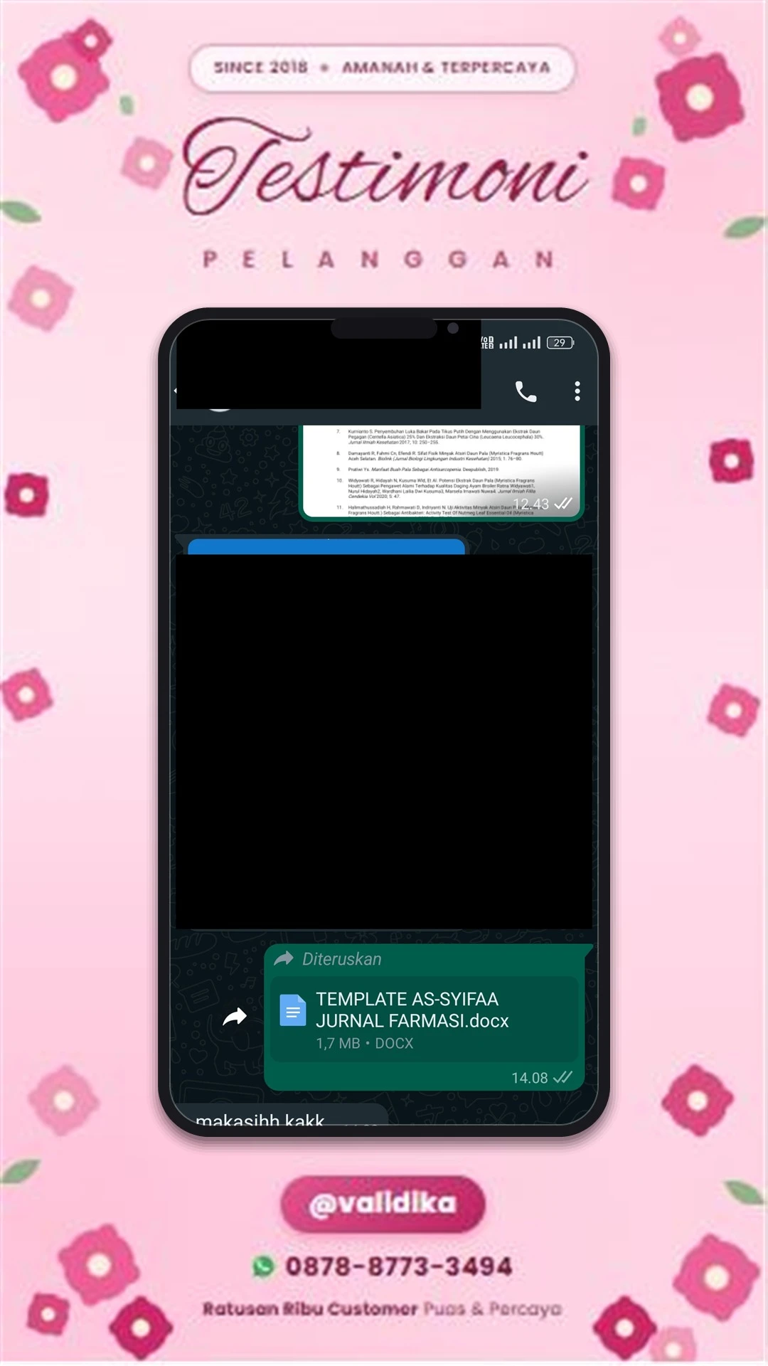 Bukti testimoni pelanggan