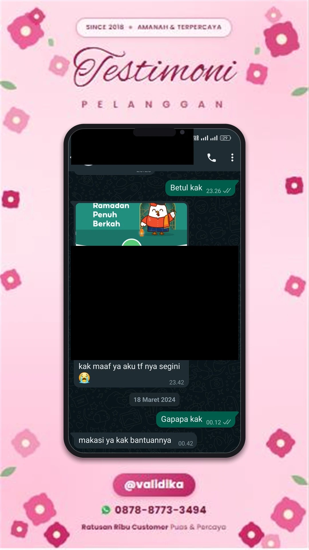 Bukti testimoni pelanggan
