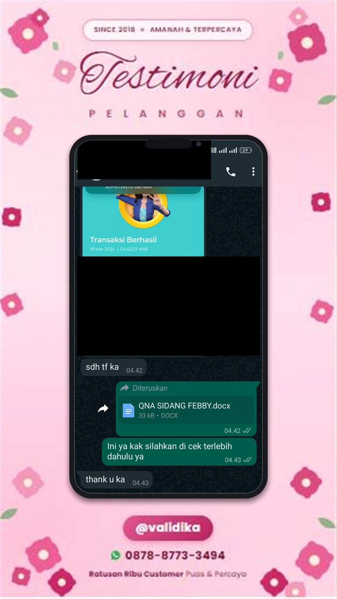 Bukti testimoni pelanggan