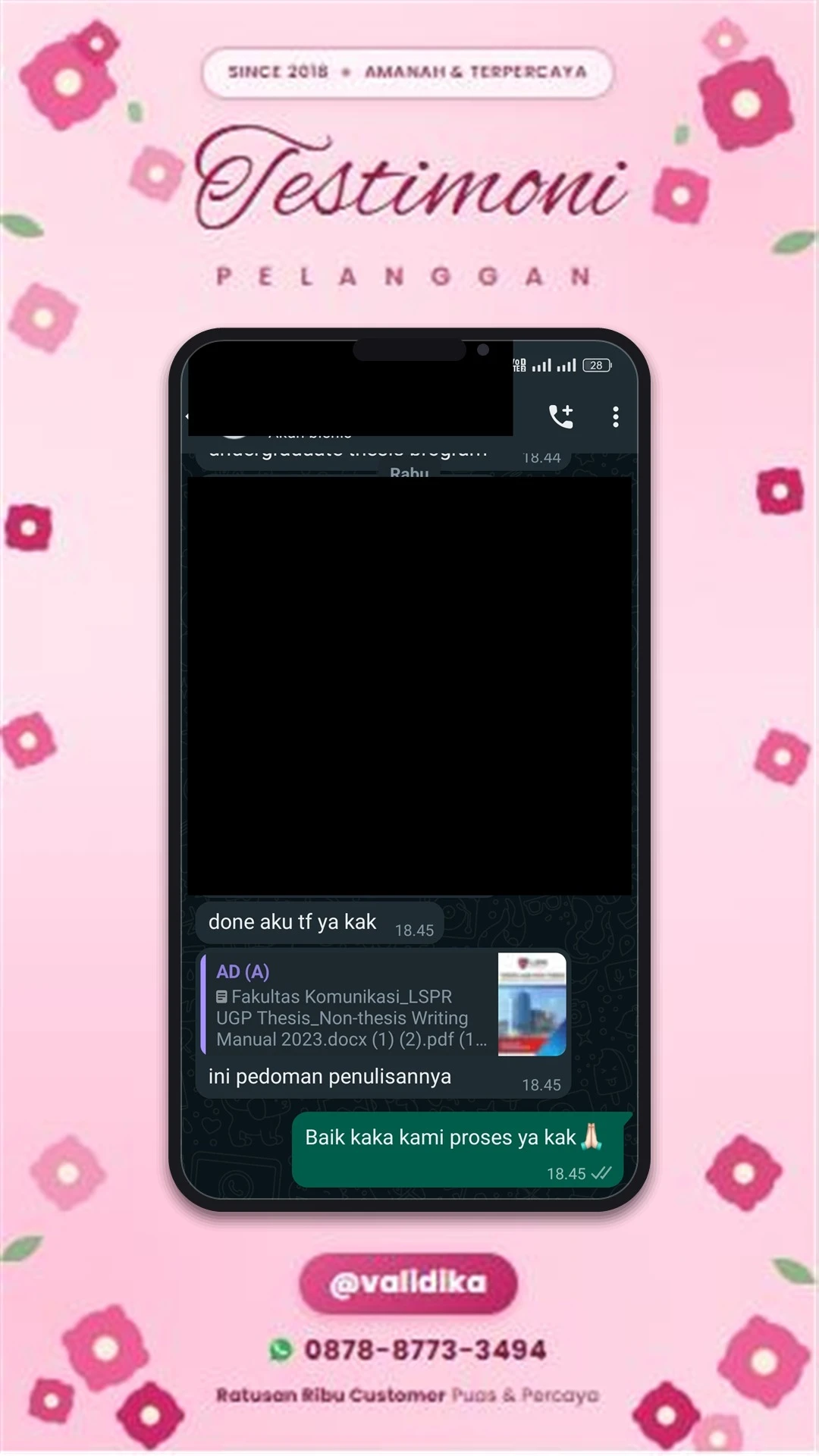Bukti testimoni pelanggan