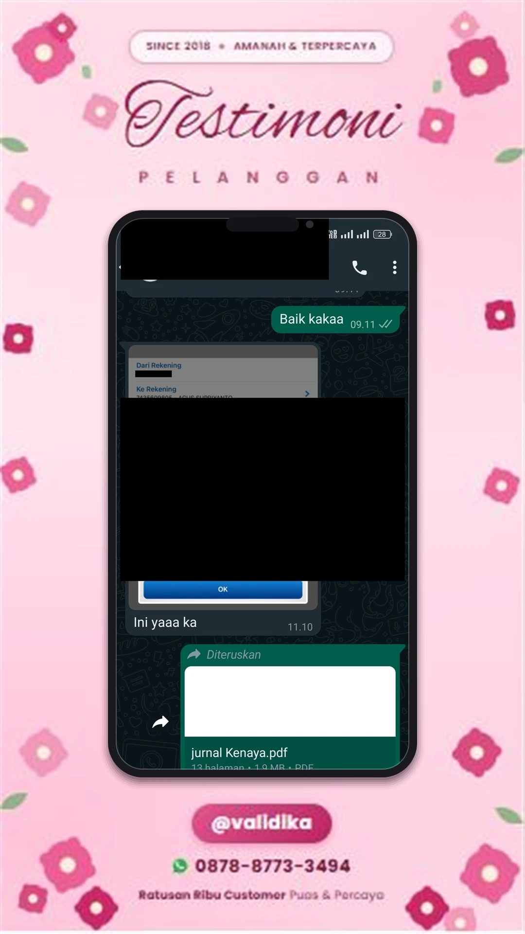 Bukti testimoni pelanggan