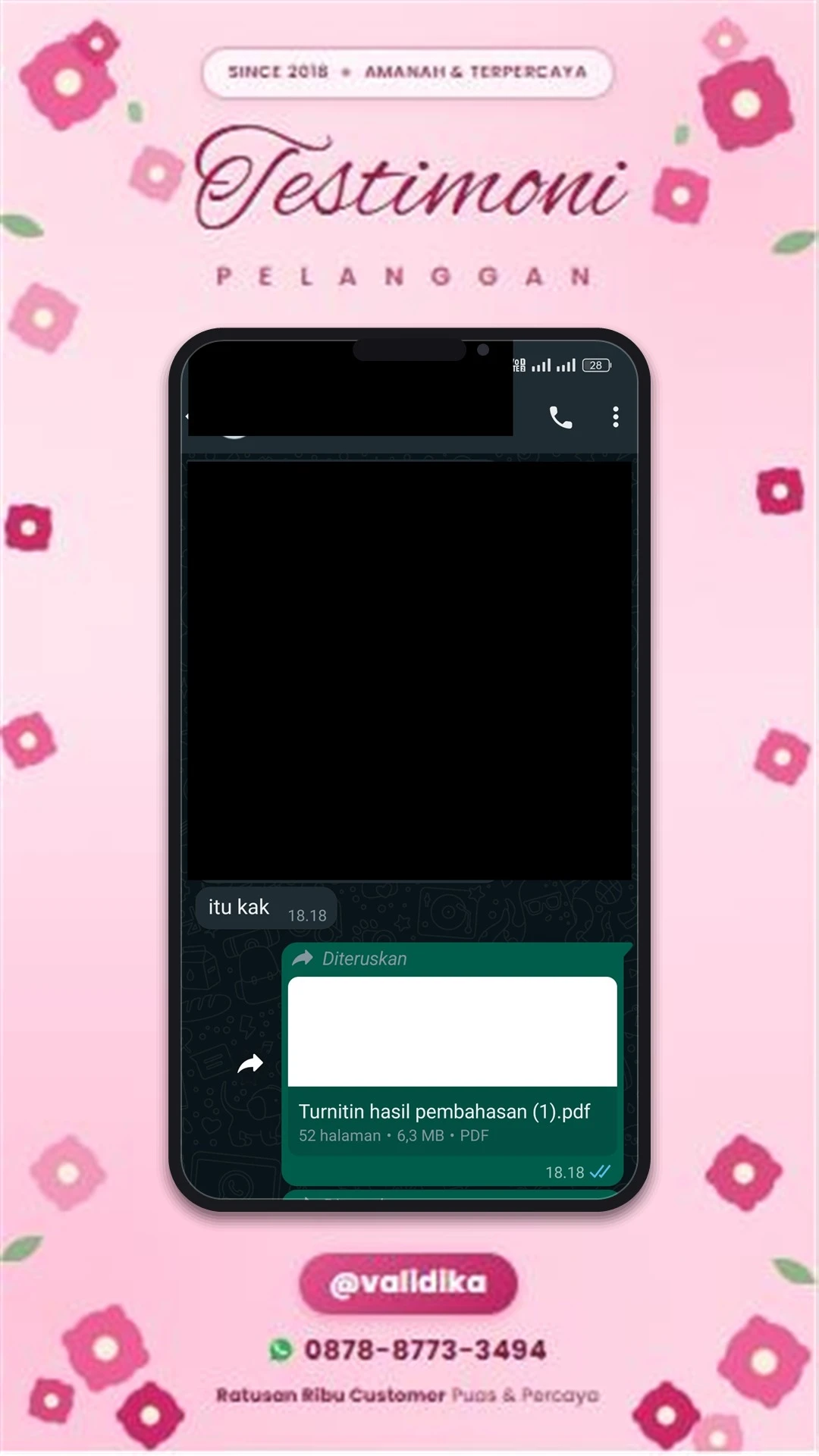 Bukti testimoni pelanggan