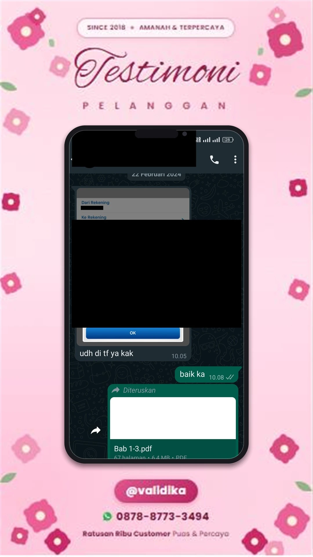 Bukti testimoni pelanggan