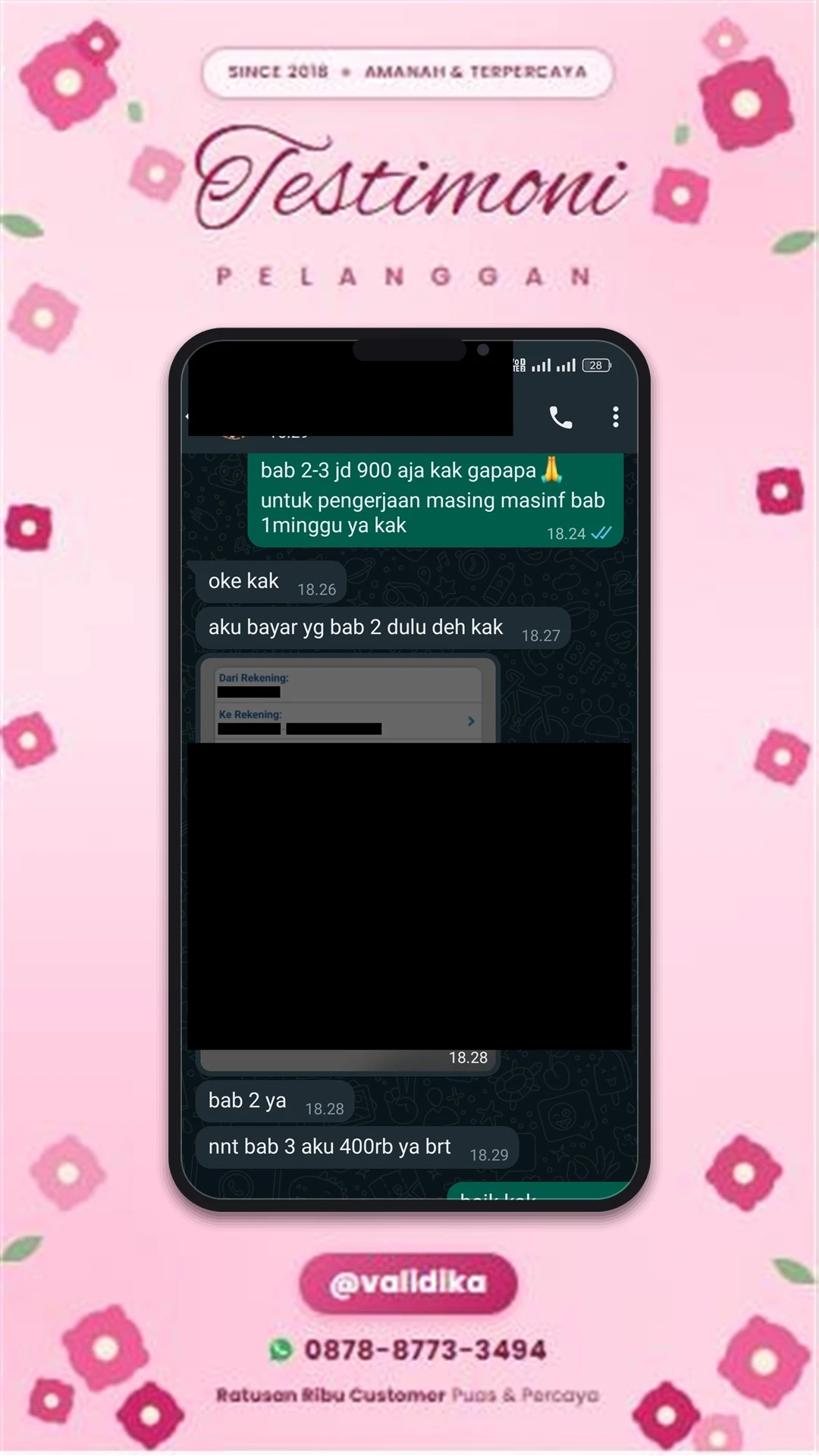Bukti testimoni pelanggan